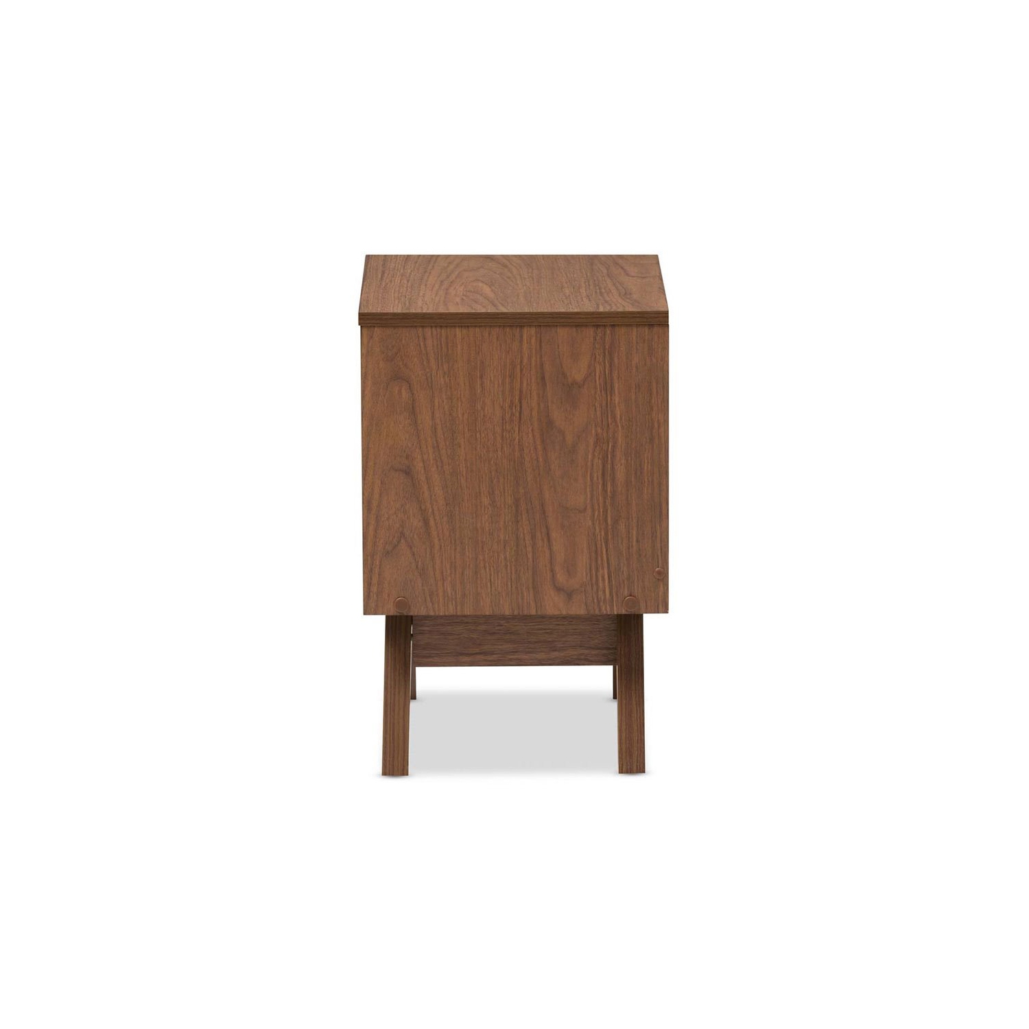 Maklaine 2 Drawer Nightstand in White and Walnut Brown