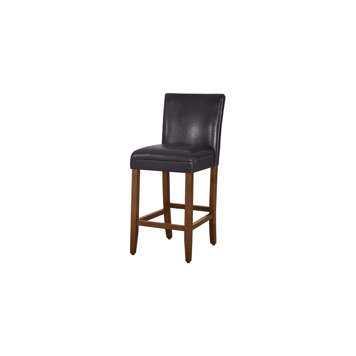 HomePop 29" Traditional Wood and Faux Leather Barstool in Brown