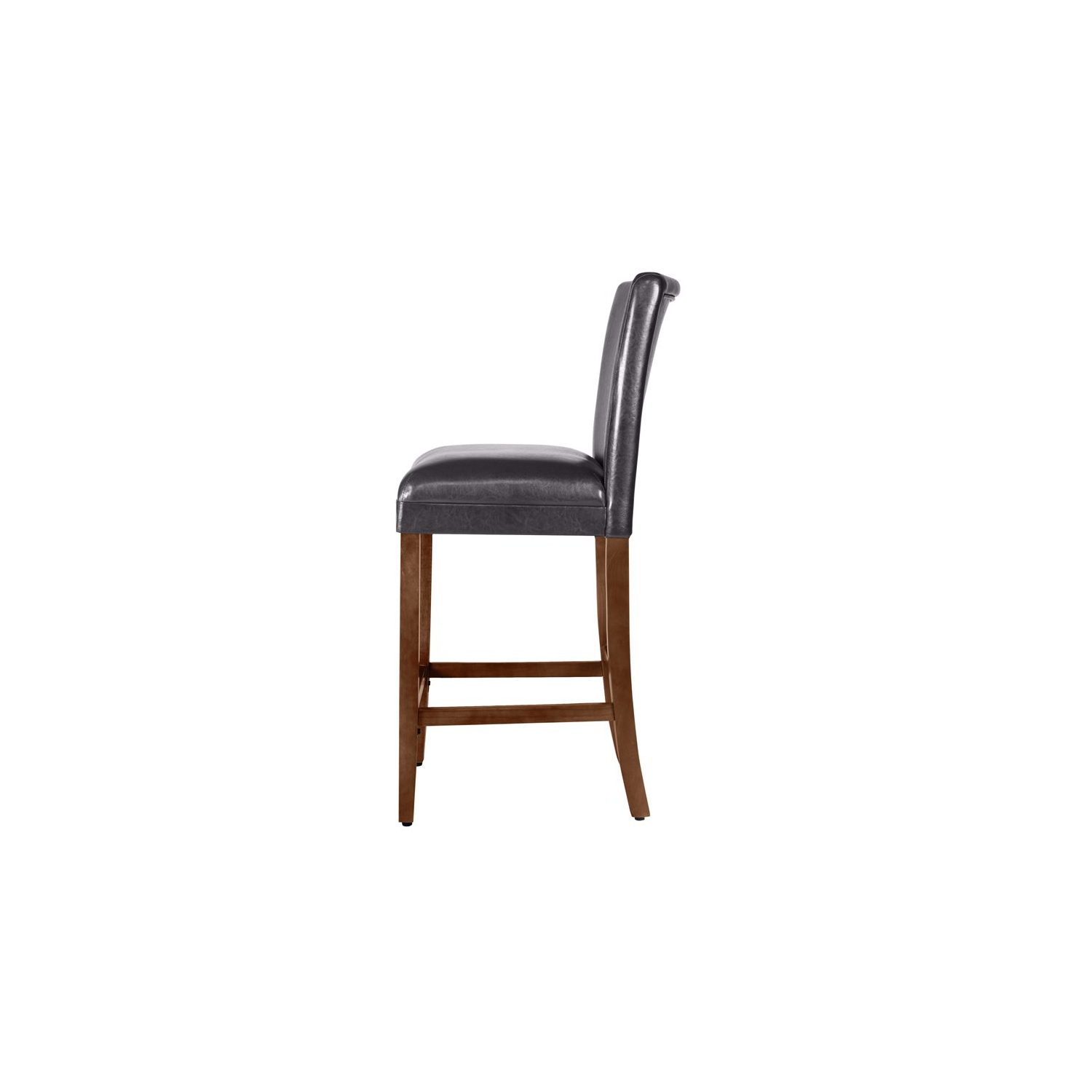 HomePop 29" Traditional Wood and Faux Leather Barstool in Brown