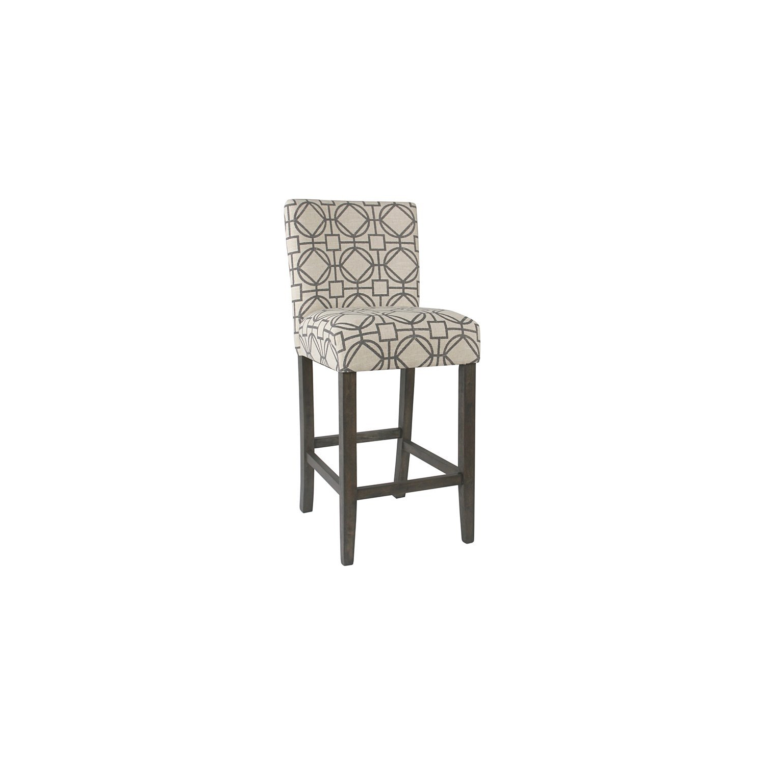 HomePop 29" Traditional Wood and Fabric Parsons Barstool in Gray Lattice
