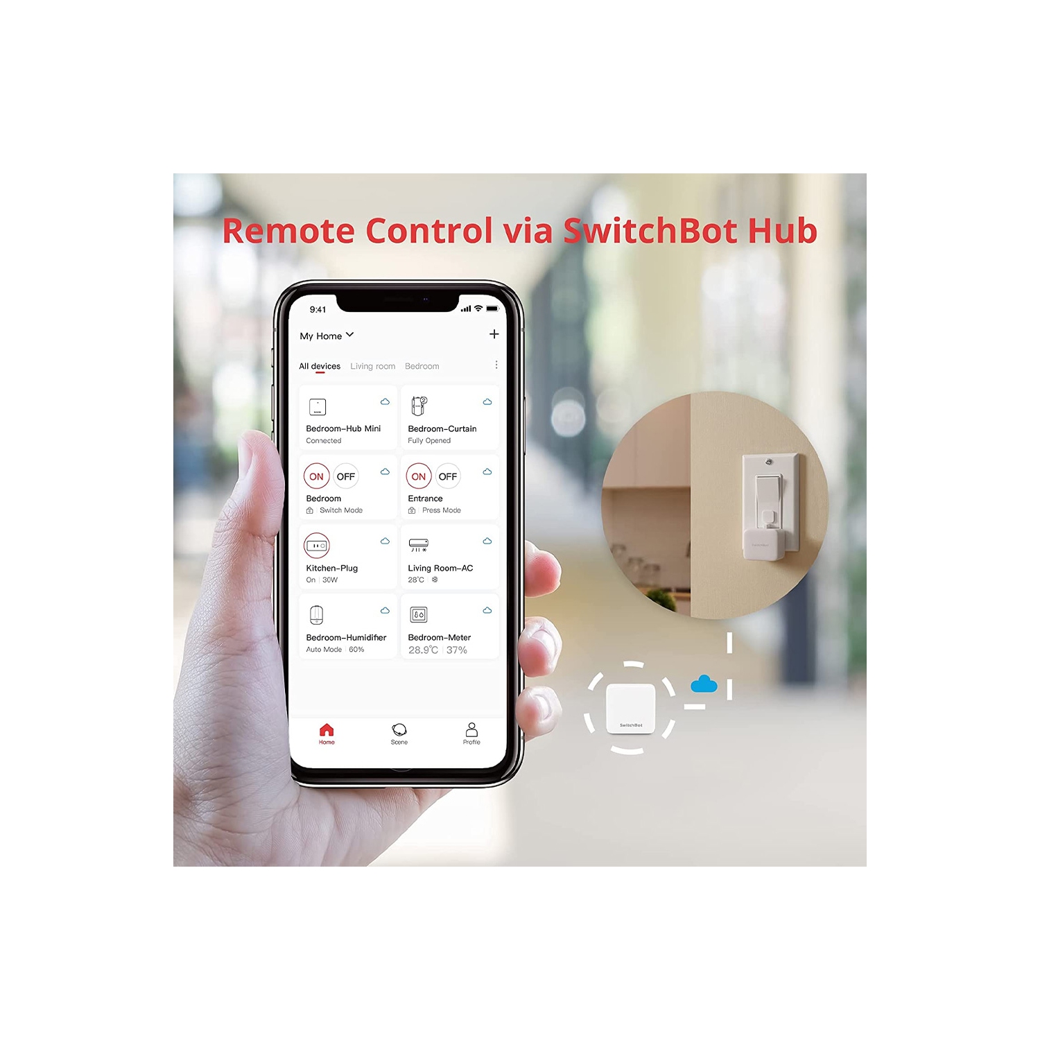 SwitchBot et le concentrateur SwitchBot Mini| poussoir intelligent - pas de câblage, application sans fil ou commande de minuterie, compatible avec