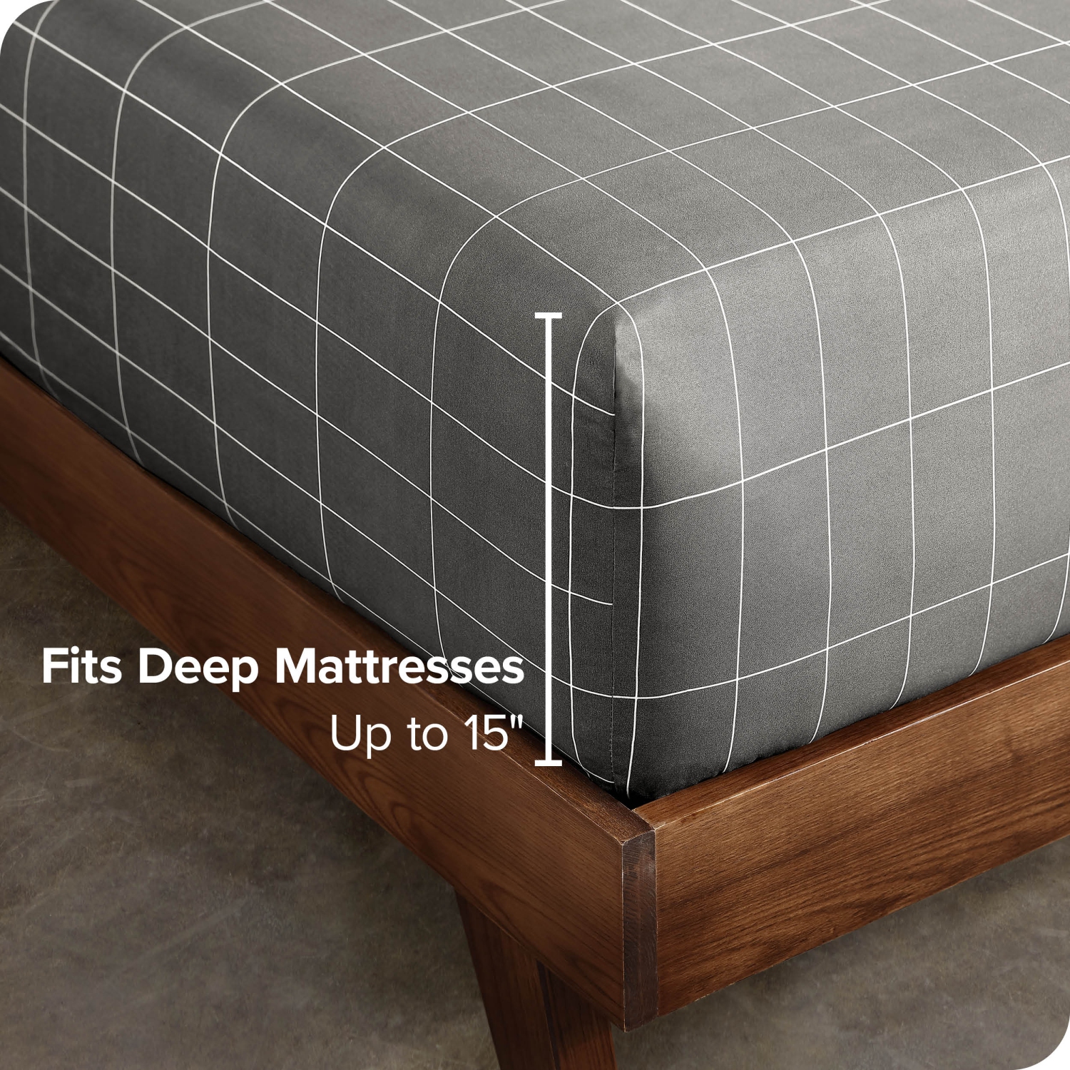 Drap-housse de base de Bare Home - microfibre ultradouce 1800-hypoallergènes-Pochette profonde-Grille-Gris-Blanc-Grand lit