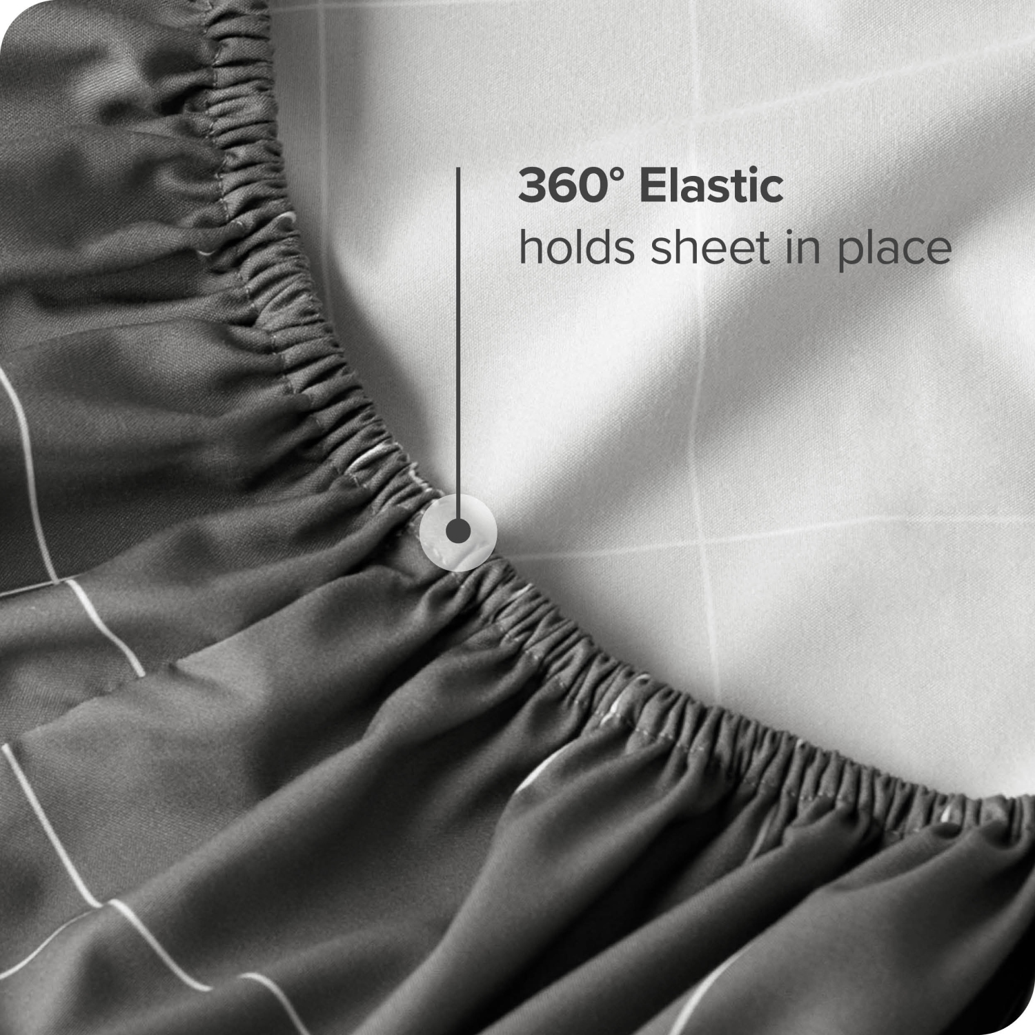 Drap-housse de base de Bare Home - microfibre ultradouce 1800-hypoallergènes-Pochette profonde-Grille-Gris-Blanc-Grand lit