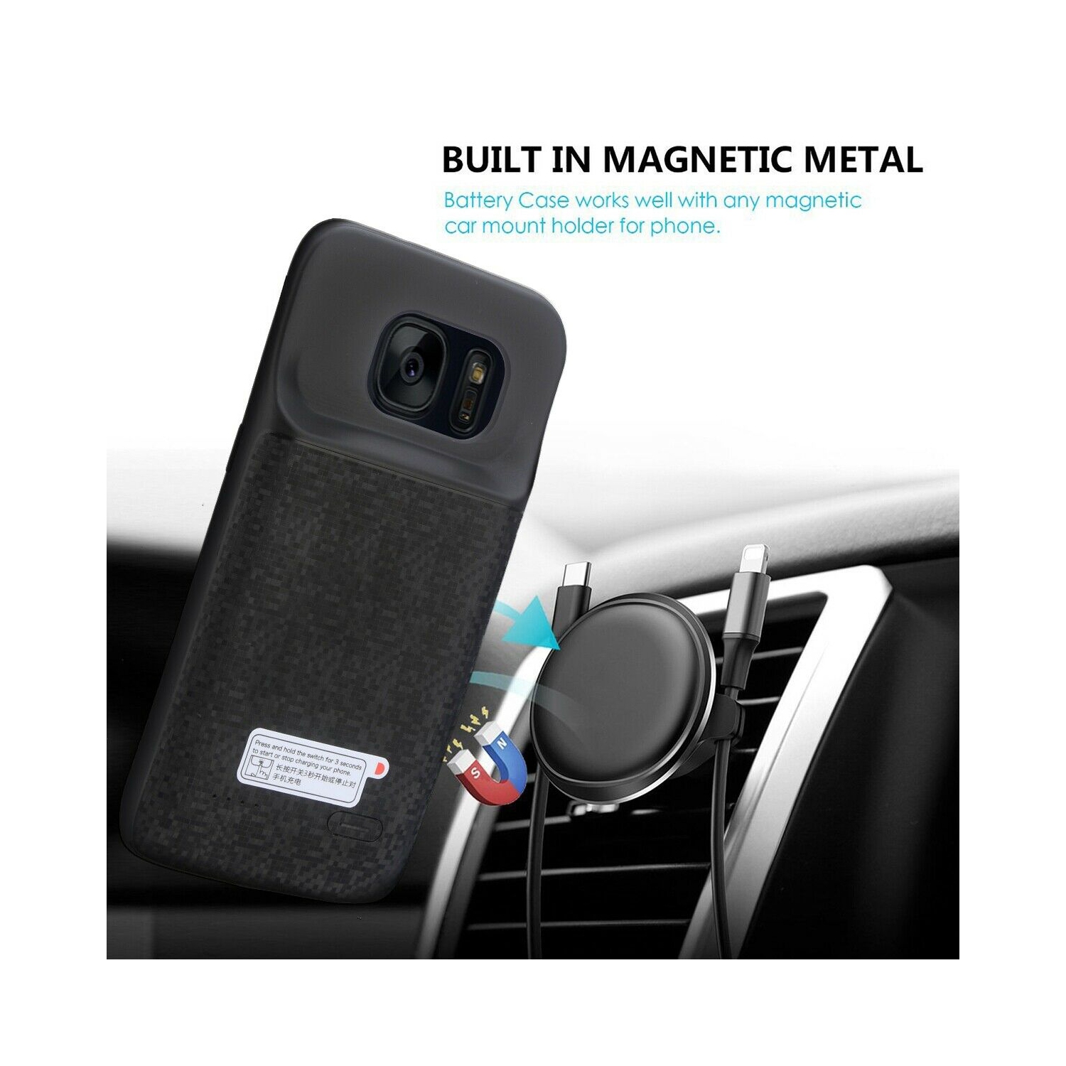 Samsung Galaxy S7 / S7 Edge Slim & Light Rechargeable Extended Charging Case CA