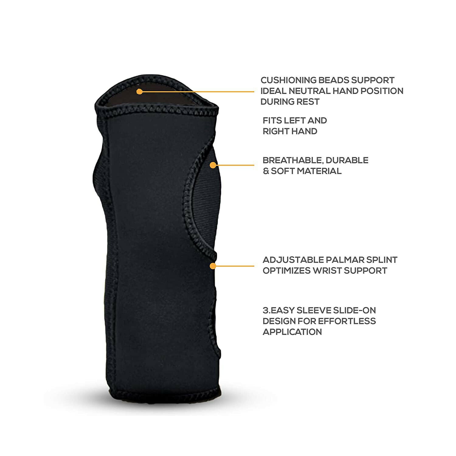 Support de poignet réglable de taille unique avec stabilisateur à attelle en métal et billes coussinées