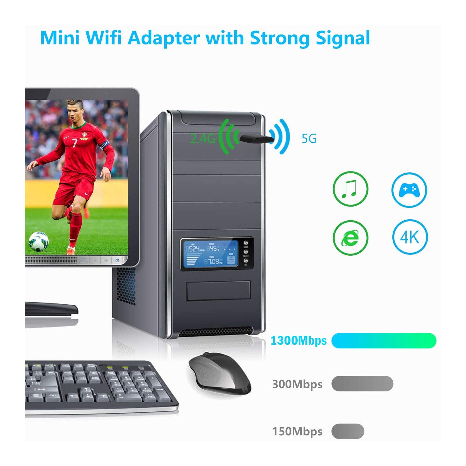 1300Mbps USB WiFi Network Adapter for Laptop Desktop PC of Windows 10/8.1/8/7/XP