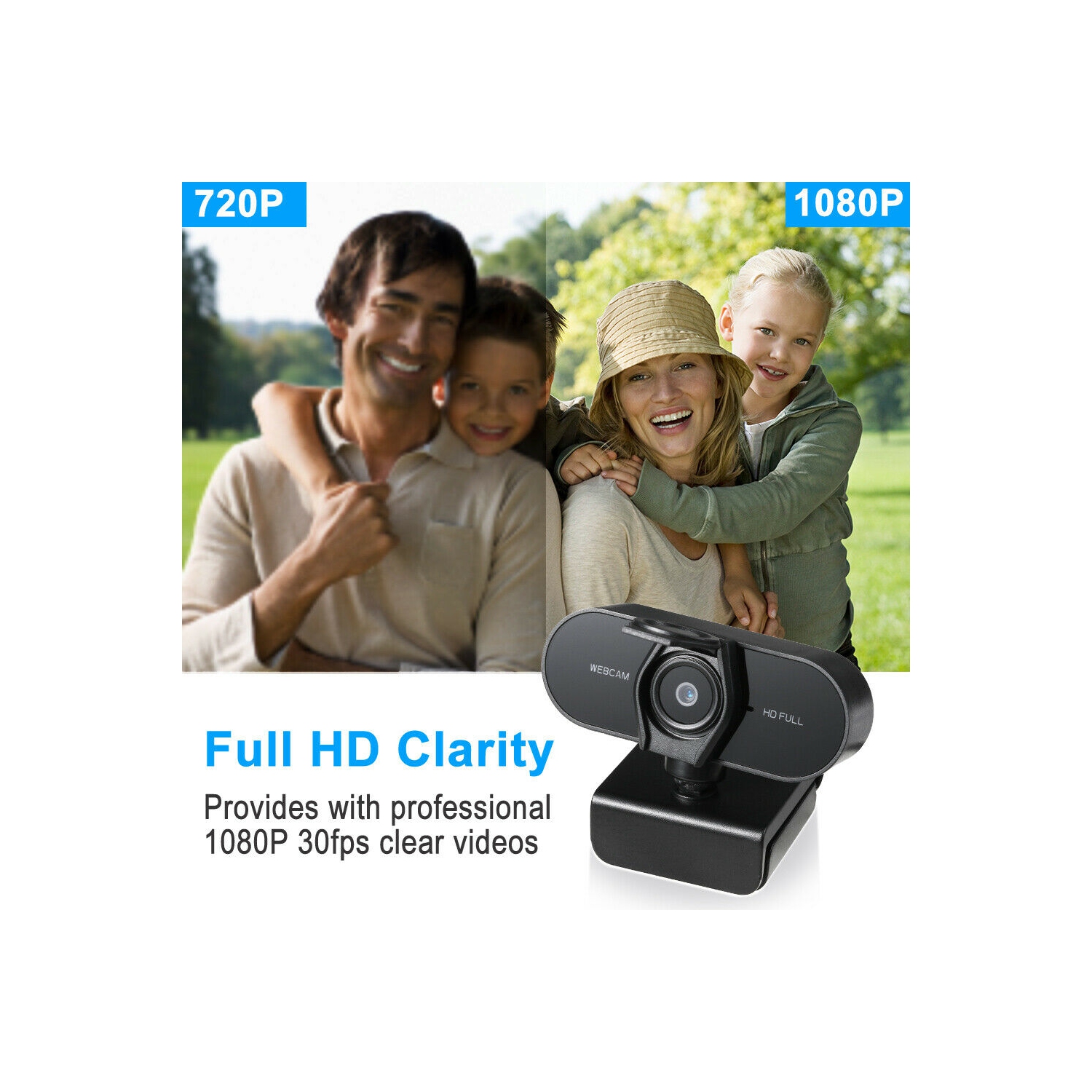 FHD 1080p/30fps Video Calling, Clear Stereo Audio Webcam for Skype,Zoom,Facetime