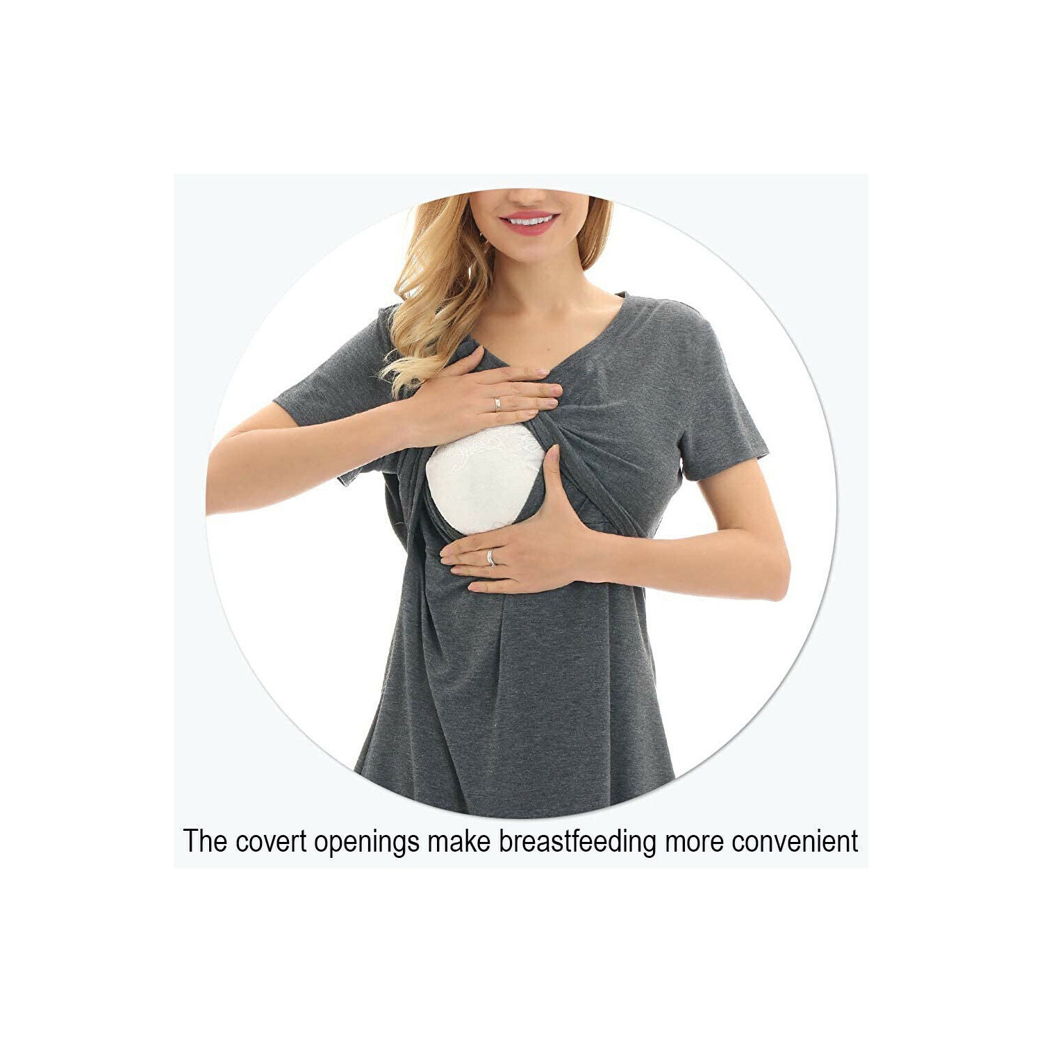 Paquet de 2 t-shirts de maternité confortables pour l’allaitement maternel de style Basic style-M/G/TG