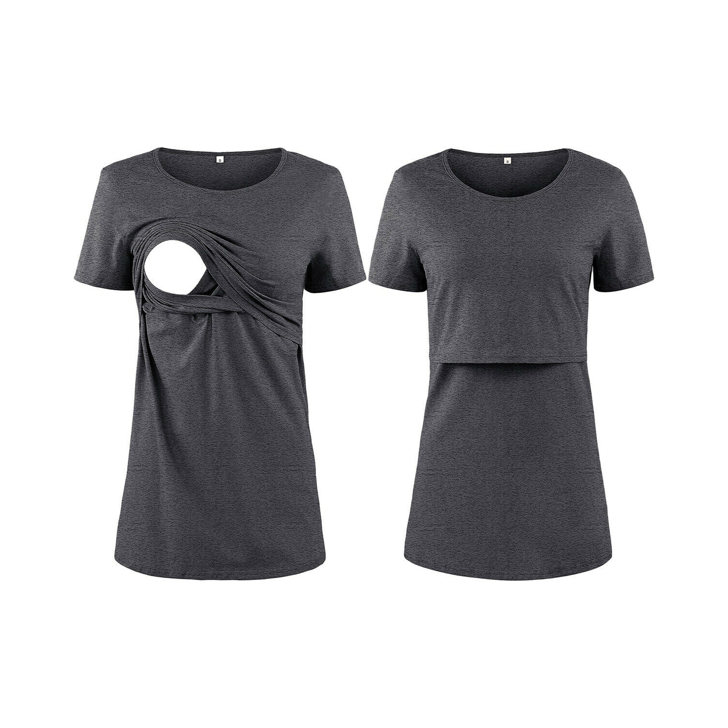 Paquet de 2 t-shirts de maternité confortables pour l’allaitement maternel de style Basic style-M/G/TG