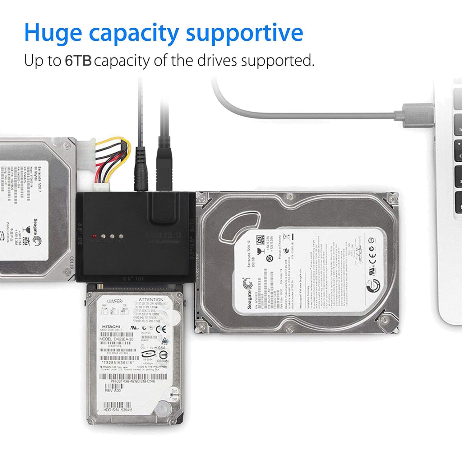 6TB External Hard Drive Adapter USB 3.0 Converter for Windows XP/7/ 8/10 32bit