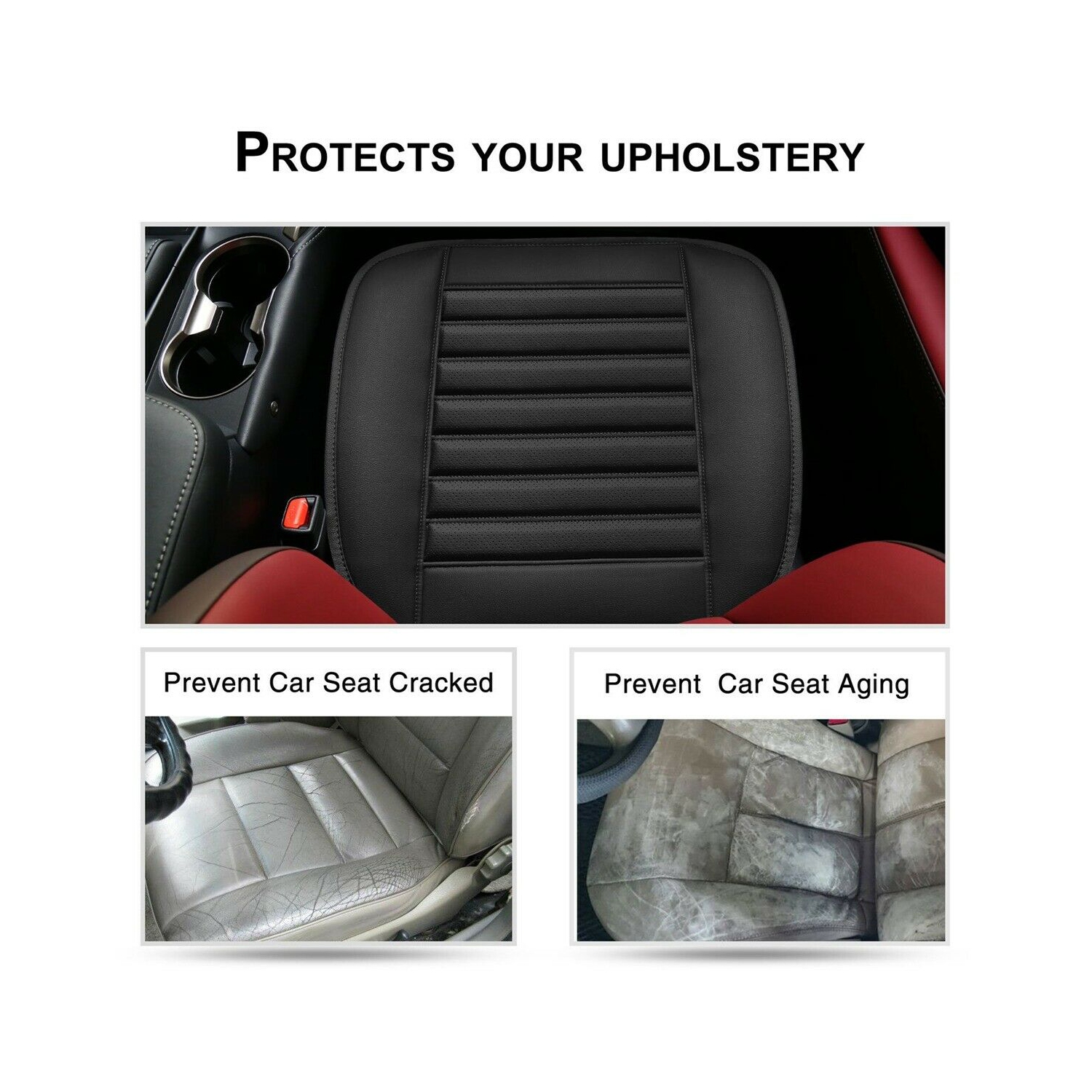 Black Universal Car Seat Cushions with Storage Pockets for Car Truck Van and SUV