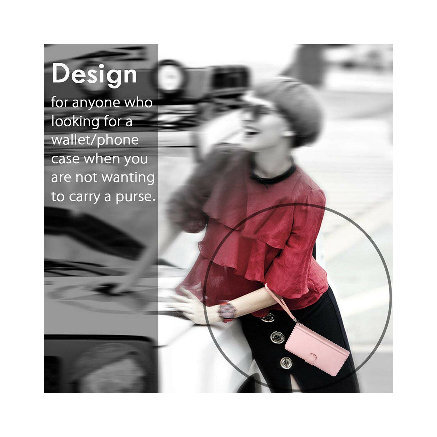 Women Magnetic Detachable Purse Wallet Case for Galaxy S21+ Plus 6.7", ROSE Gold