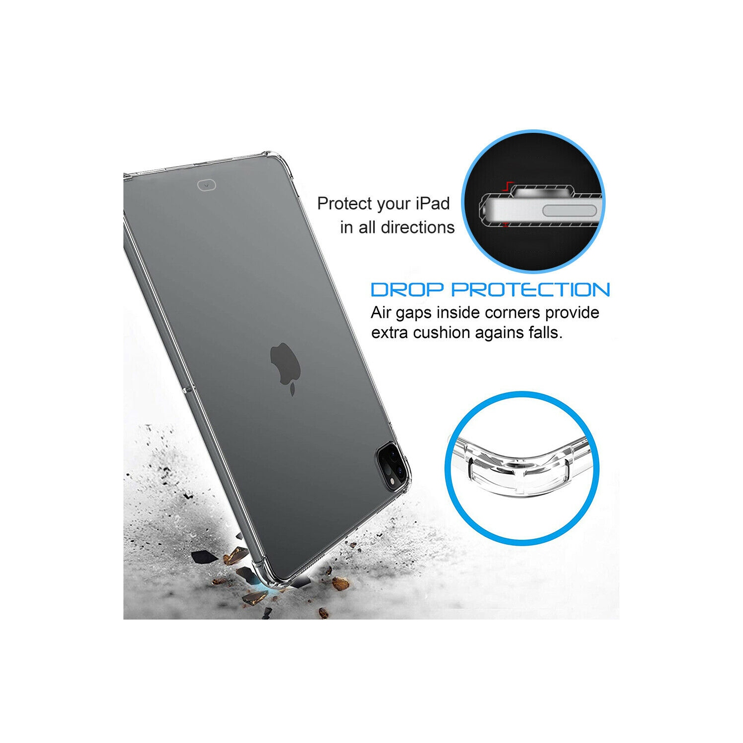 Shockproof Clear TPU Case Back Cover+Screen Protector for iPad 10.2 9th Gen 2021