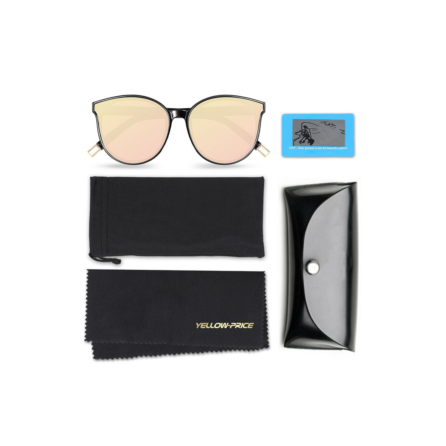 Retro Oversized Cat Eye Polarized Sunglasses w/Mirrored Rose Gold Lens for Women