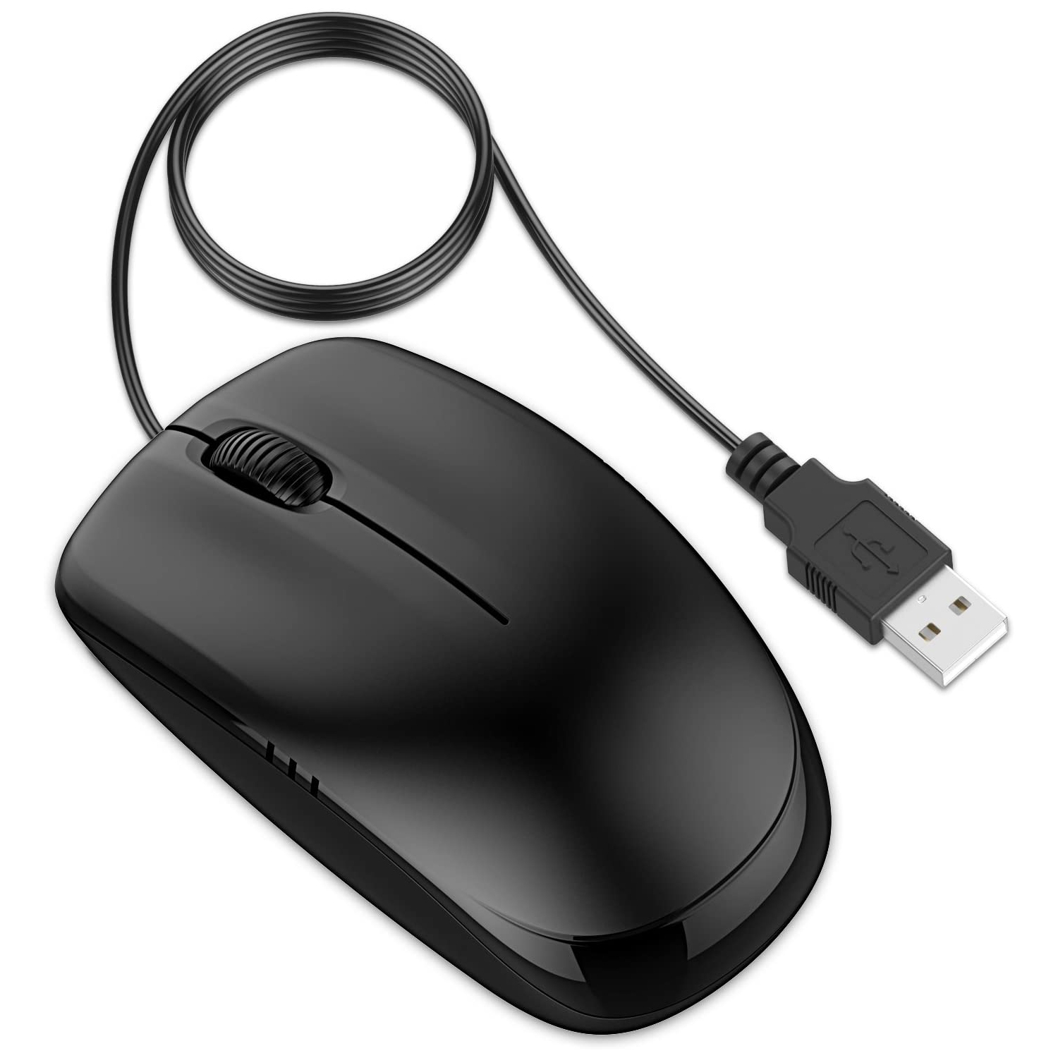 M0776 3-Button Wired USB Optical Mouse Mice, Black