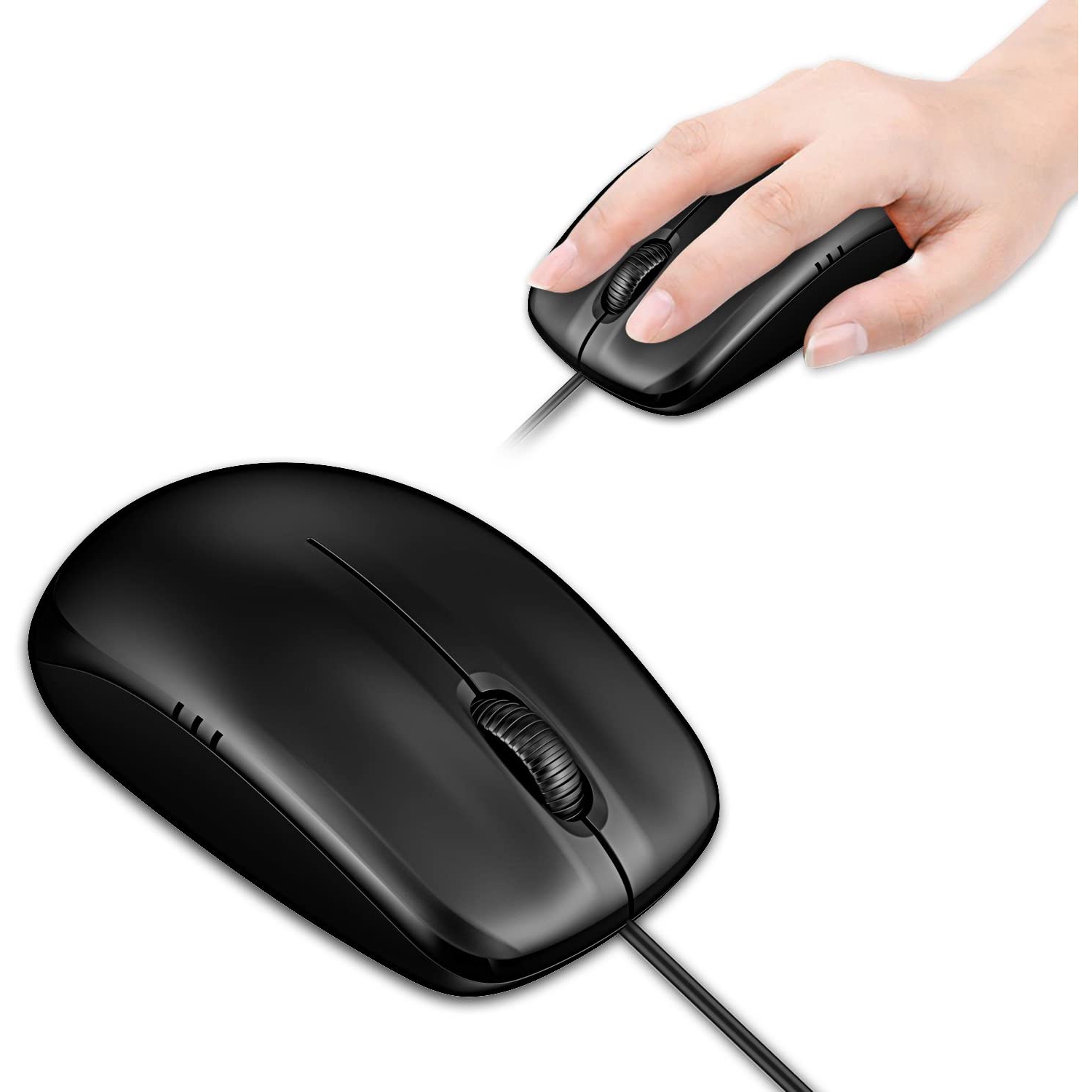 M0776 3-Button Wired USB Optical Mouse Mice, Black