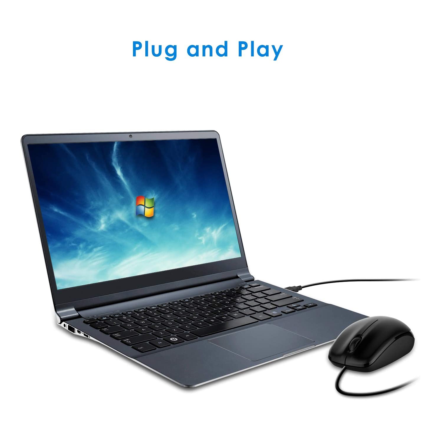 M0776 3-Button Wired USB Optical Mouse Mice, Black