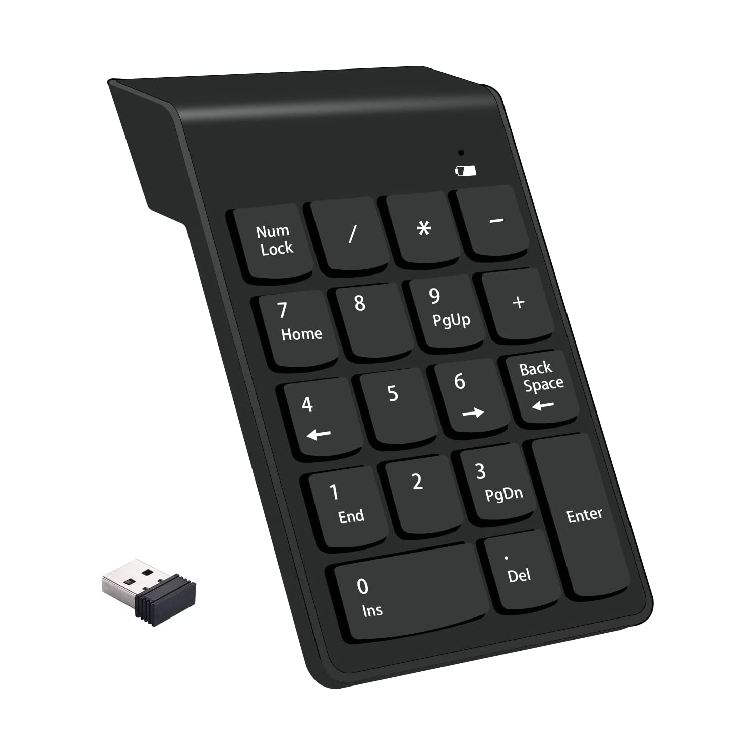 Wireless Numeric Keypad 18Keys Portable Number Numpad with 2.4G Mini USB Receiver for Laptop Notebook, Desktop, Surface Pro, PC - Black