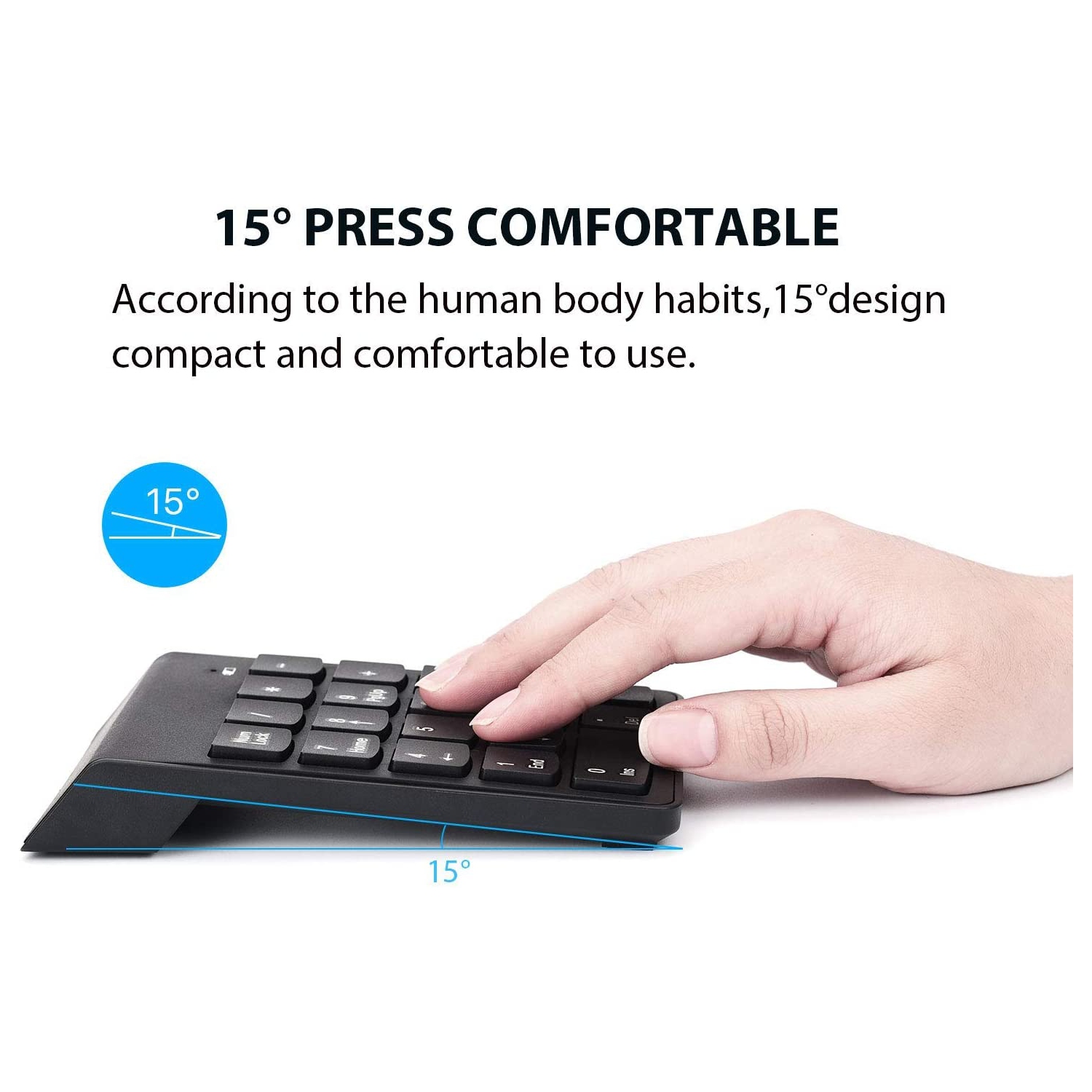 Wireless Numeric Keypad 18Keys Portable Number Numpad with 2.4G Mini USB Receiver for Laptop Notebook, Desktop, Surface Pro, PC - Black