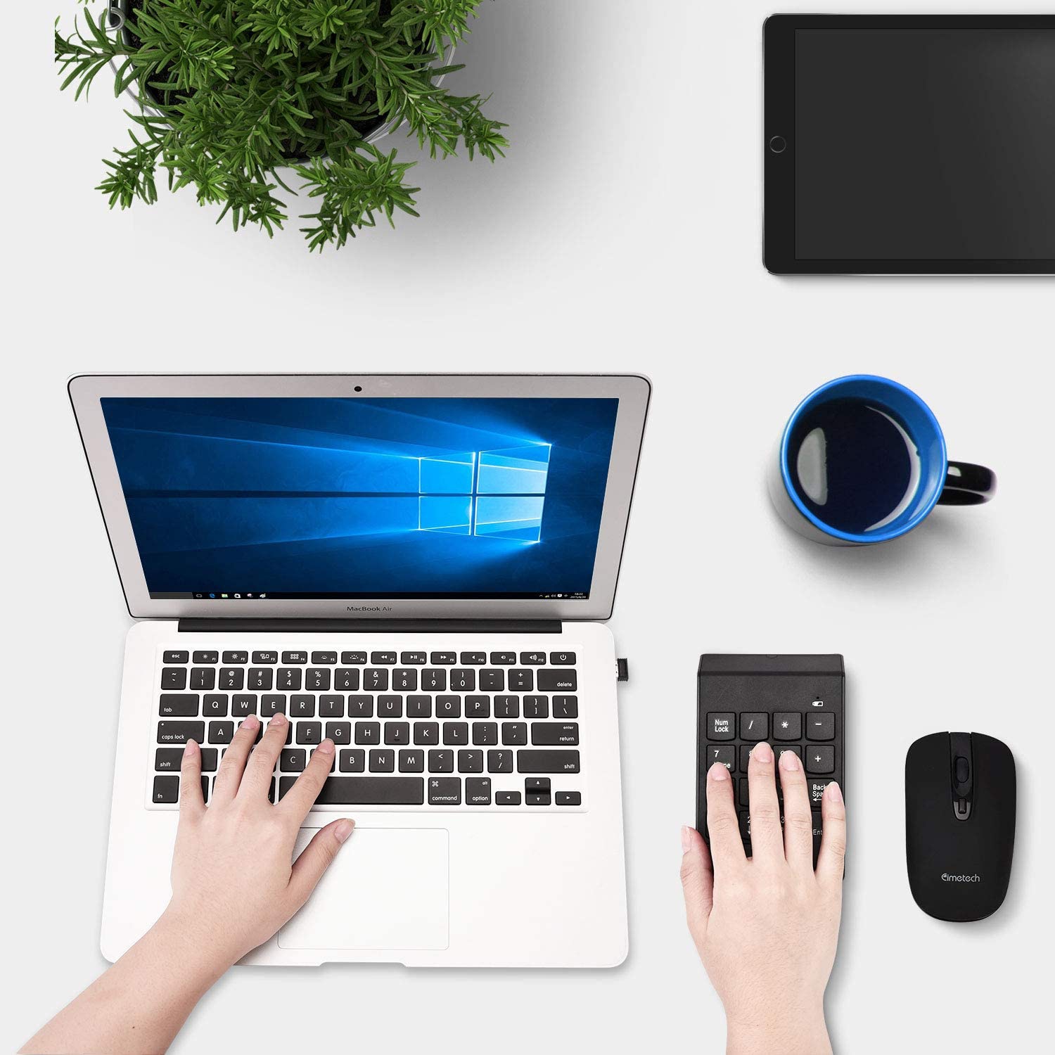 Wireless Numeric Keypad 18Keys Portable Number Numpad with 2.4G Mini USB Receiver for Laptop Notebook, Desktop, Surface Pro, PC - Black