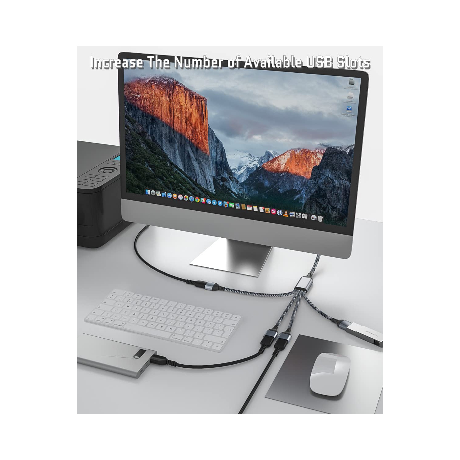 Adaptateur de câble USB-C mâle à quatre USB femelle 1FT, connecteur de convertisseur de câble à 2,0 ports Thunderbolt 3 à 4 de type A, pour MacBook