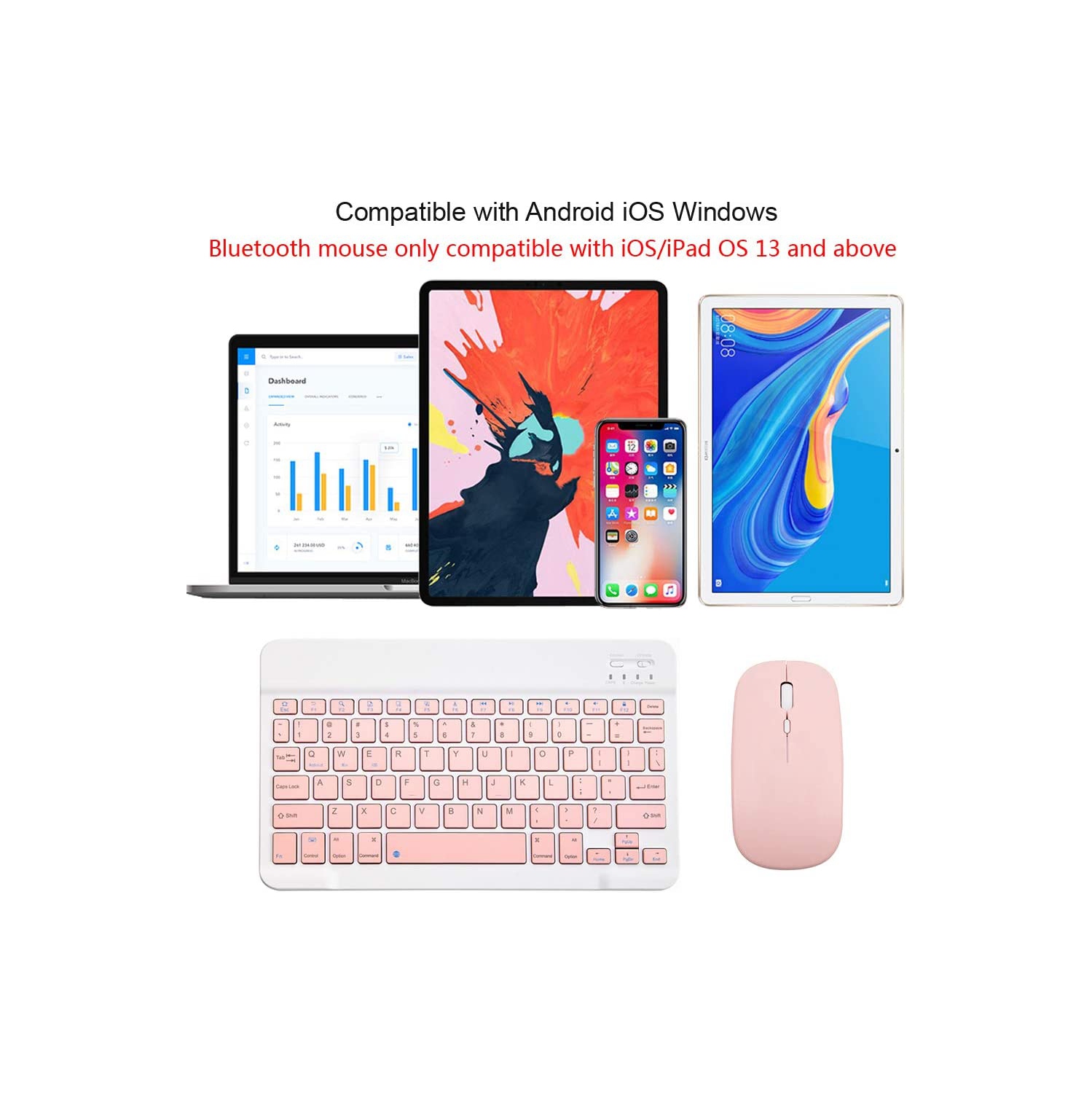 Rechargeable Bluetooth Keyboard and Mouse Combo Ultra-Slim Portable Compact Wireless Mouse Keyboard Set for Android Windows Tablet Cell Phone iPhone