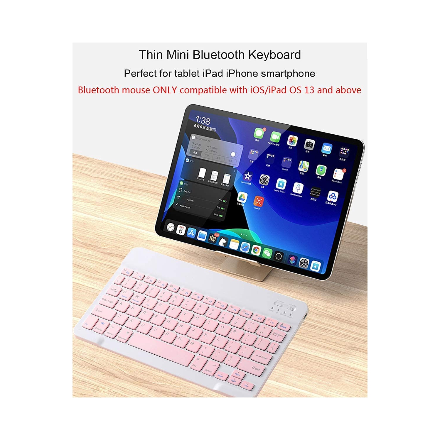 Rechargeable Bluetooth Keyboard and Mouse Combo Ultra-Slim Portable Compact Wireless Mouse Keyboard Set for Android Windows Tablet Cell Phone iPhone