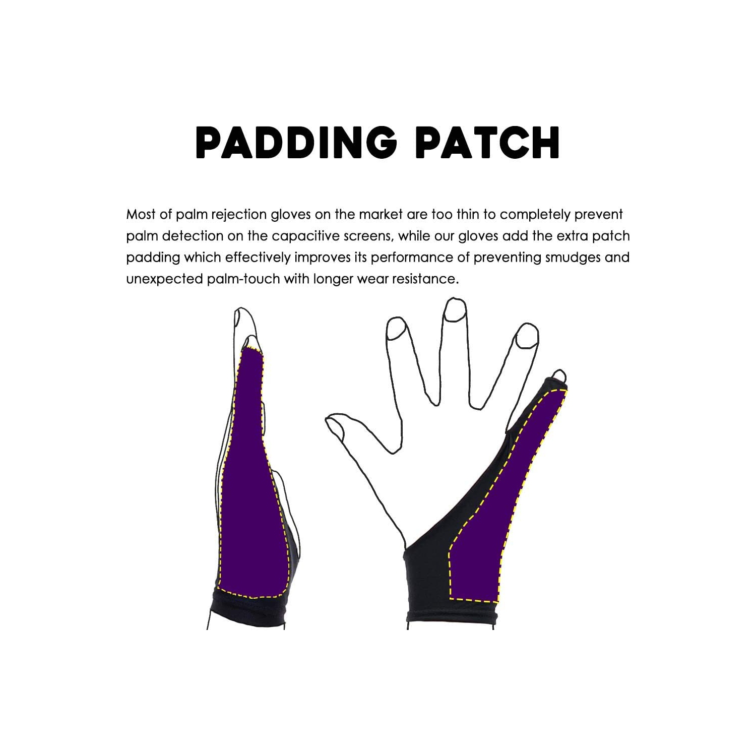 Artist Glove Large - 2 Pack Palm Rejection Drawing Glove for Graphic Tablet, iPad - Smudge Guard, 1 Finger, Elastic Lycra, Fingerless Glove, Good for