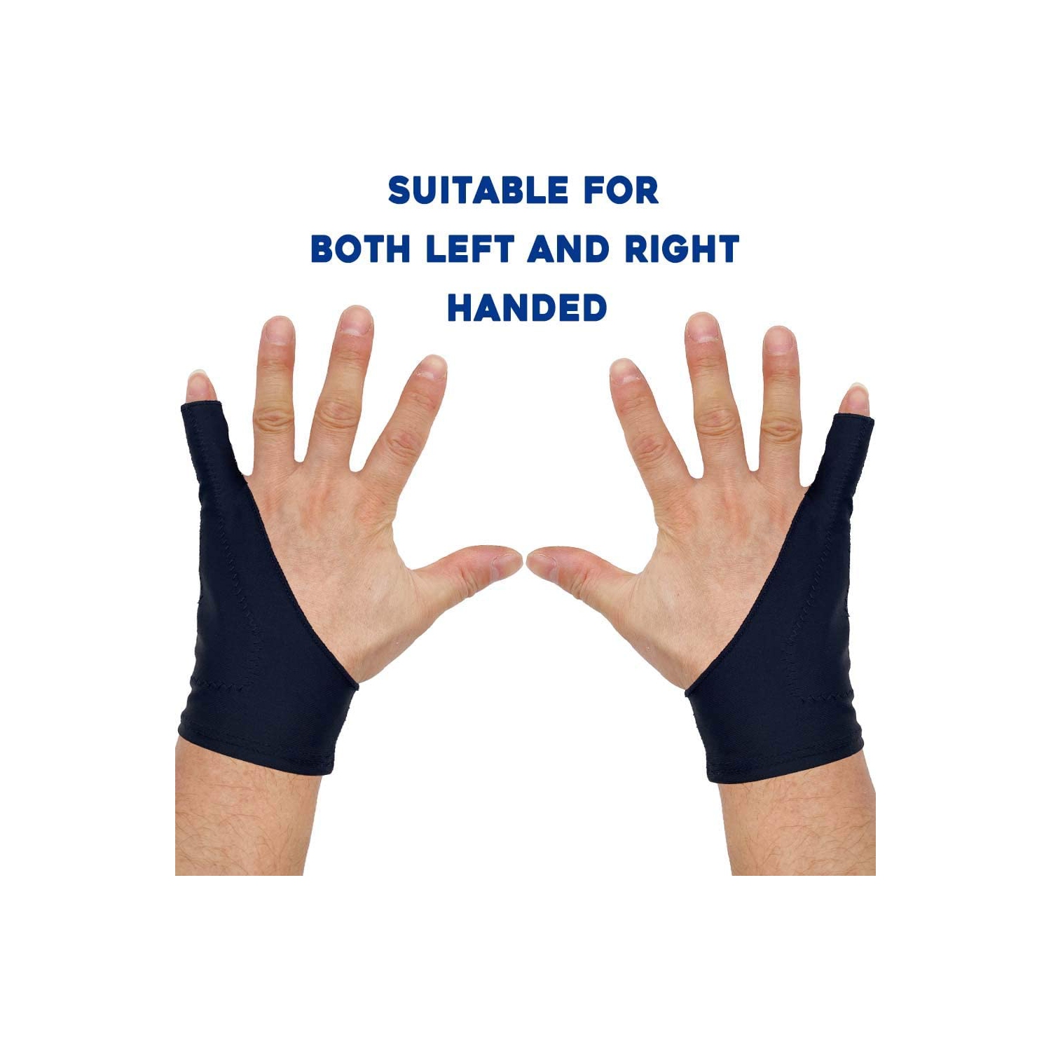 Artist Glove Large - 2 Pack Palm Rejection Drawing Glove for Graphic Tablet, iPad - Smudge Guard, 1 Finger, Elastic Lycra, Fingerless Glove, Good for