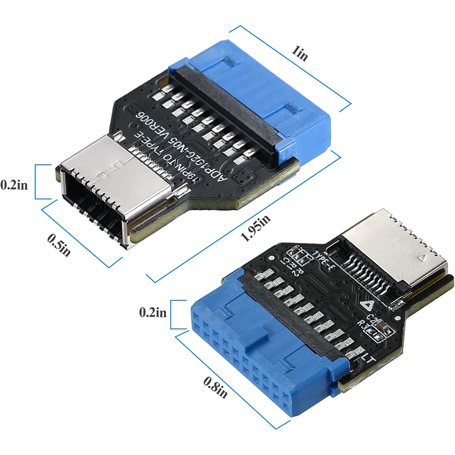 USB 3.0 19PIN Header to Type-C Front A-Key Interface-Extend USB Type E Ports to PCs Front Panel USB-C Ports(ADP1920-N05 VER006)