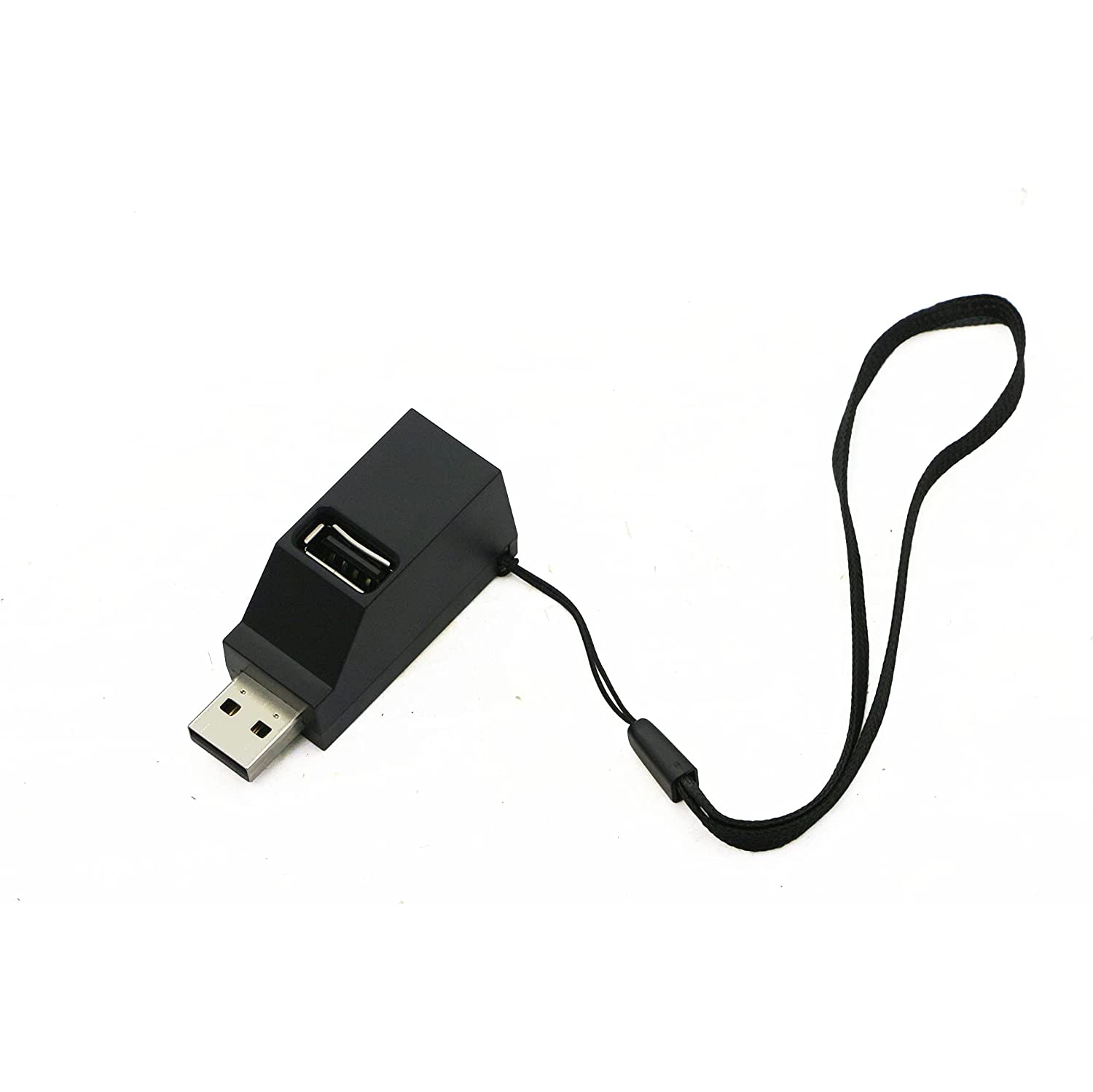 QIANRENON USB Hub 90 Degree Splitter 3 Port USB 2.0 Adapter Portable Powered Data USB Hub Transfer for PC Laptop USB Flash Drives,Black