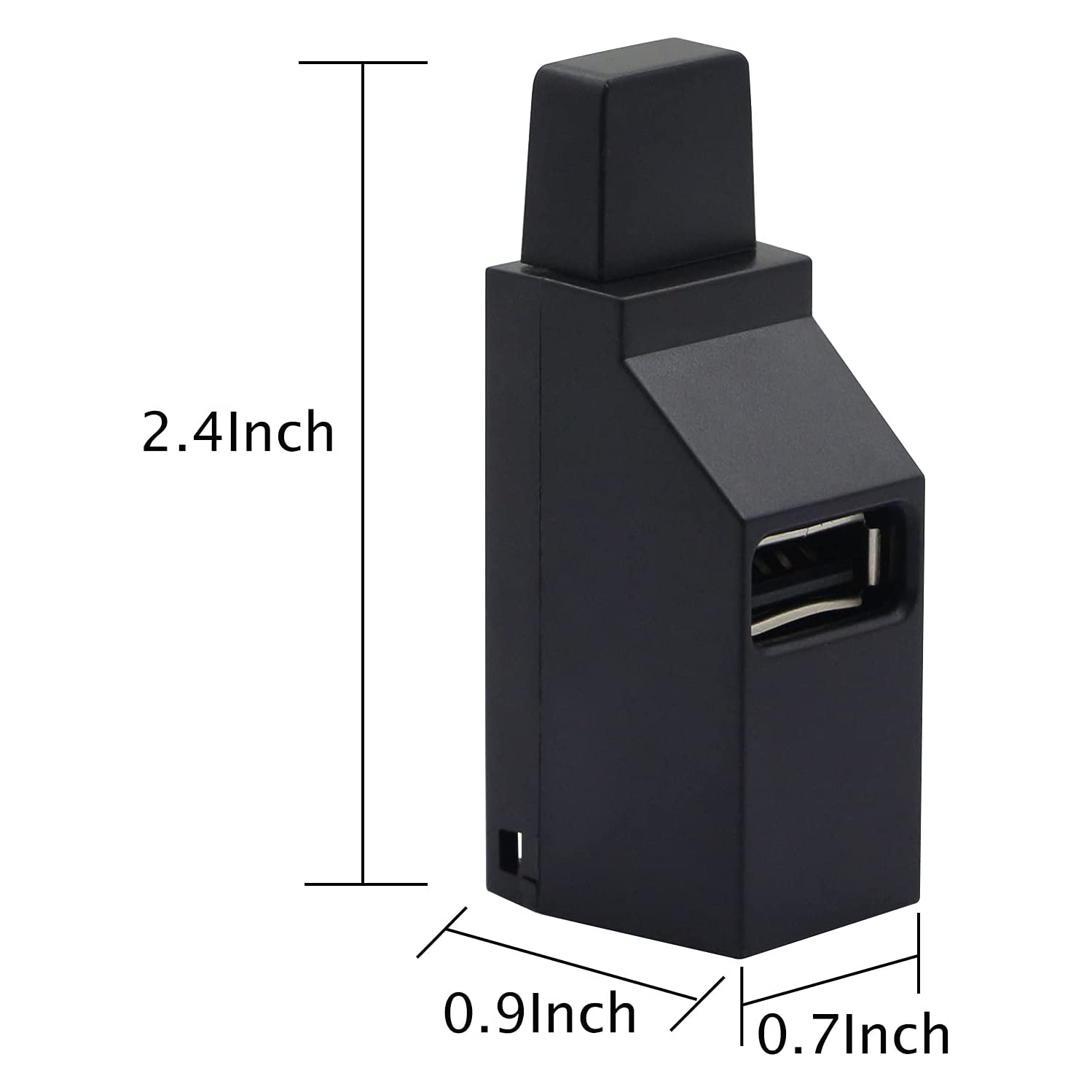 QIANRENON USB Hub 90 Degree Splitter 3 Port USB 2.0 Adapter Portable Powered Data USB Hub Transfer for PC Laptop USB Flash Drives,Black