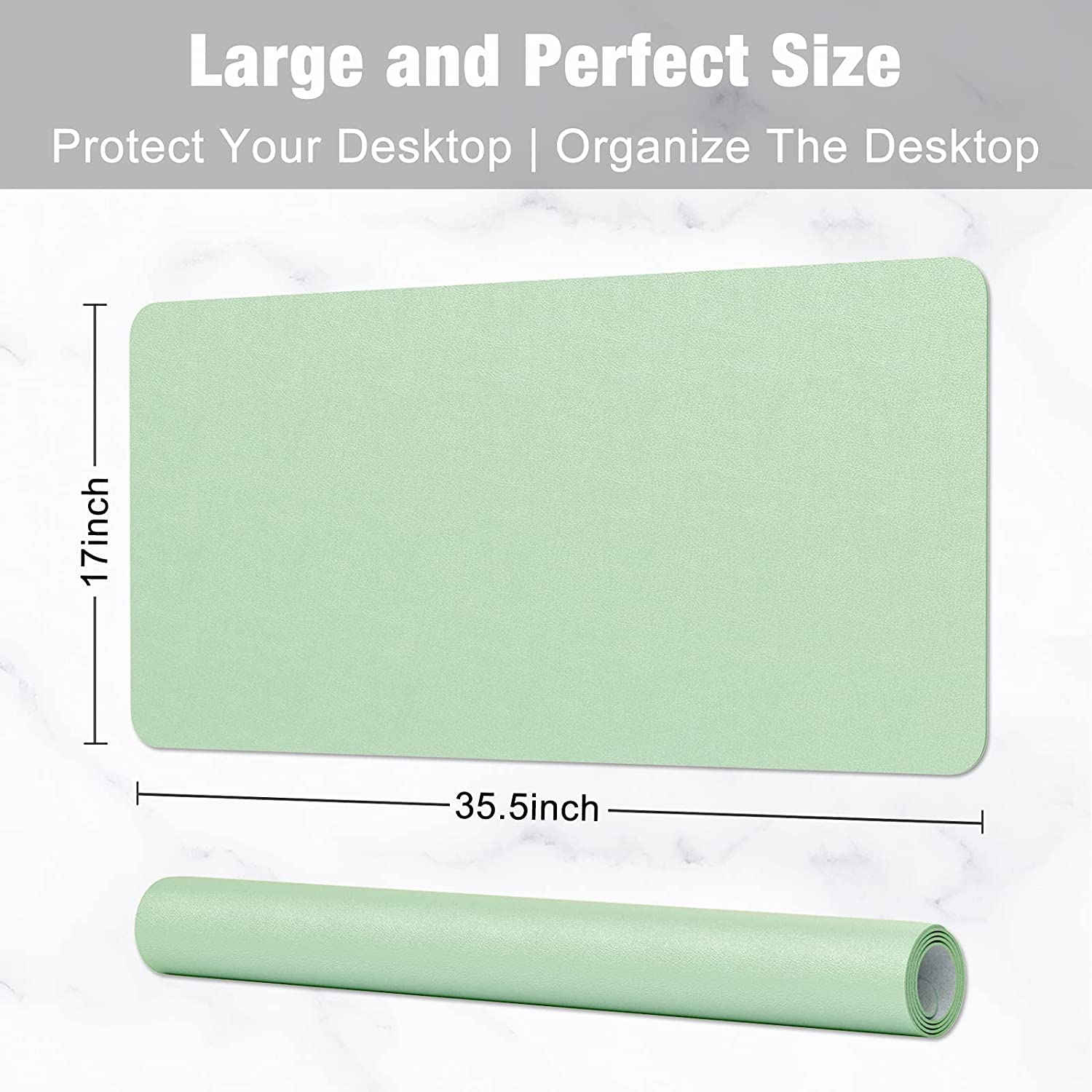 Desk Pad, 35.5' x 17' PU Leather Desk Mat, M Extended Mouse Pad, Waterproof Desk Blotter Protector, Ultra Thin Large Laptop Keyboard Mat, Non-Slip