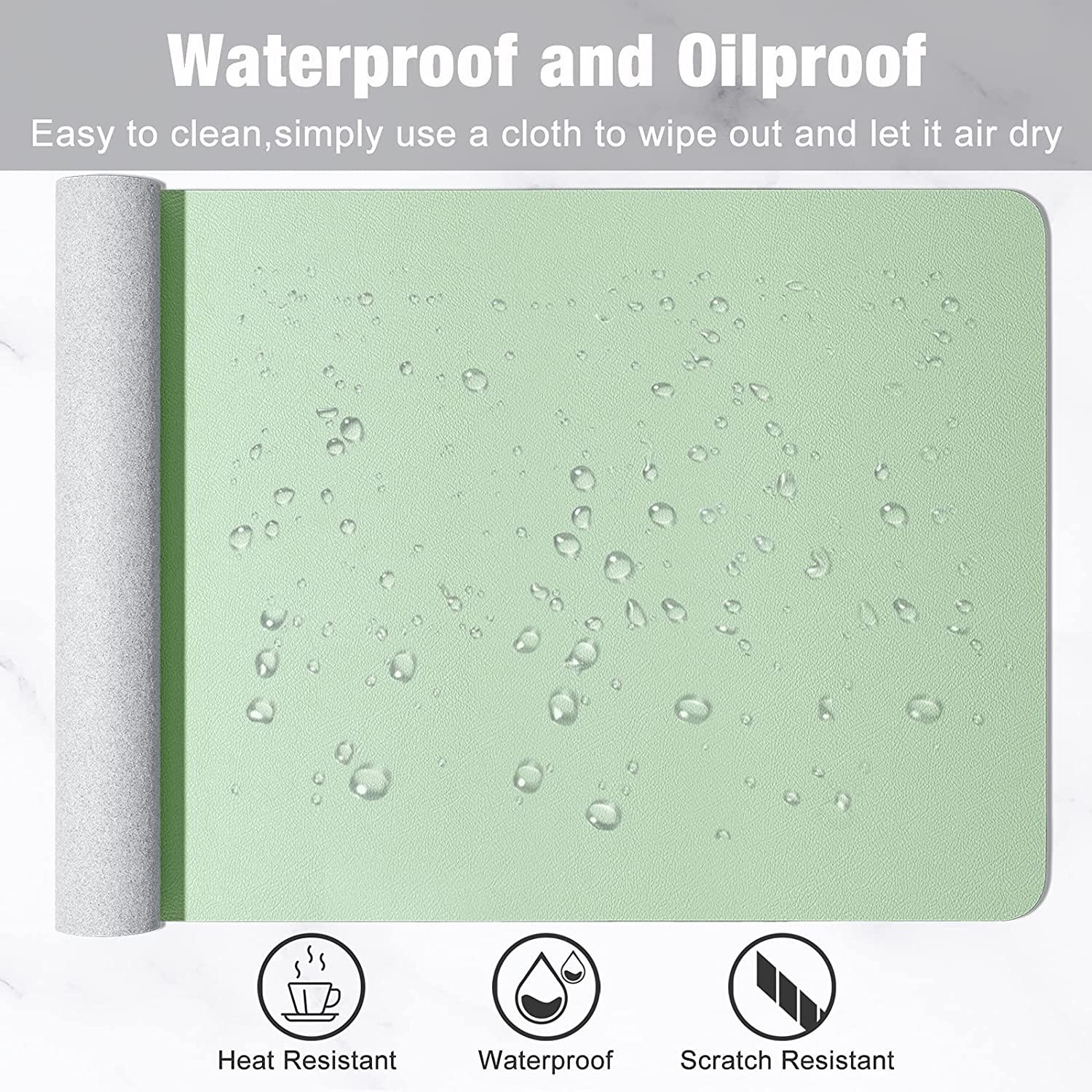 Desk Pad, 35.5' x 17' PU Leather Desk Mat, M Extended Mouse Pad, Waterproof Desk Blotter Protector, Ultra Thin Large Laptop Keyboard Mat, Non-Slip