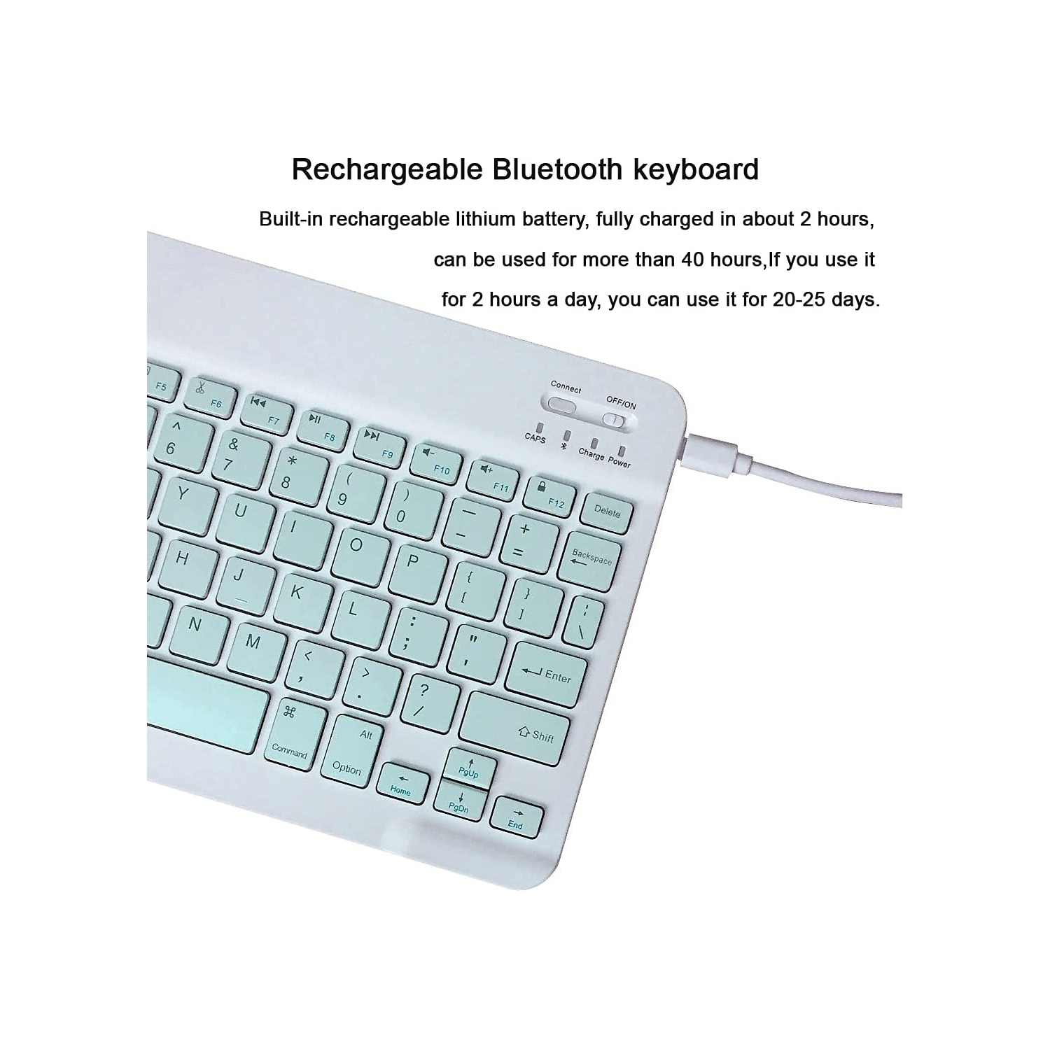 Clavier Bluetooth ultramince; clavier sans fil rechargeable; compact pour téléphone cellulaire Android Windows; iOS iPhone iPad; iPad Pro; iPad Air;