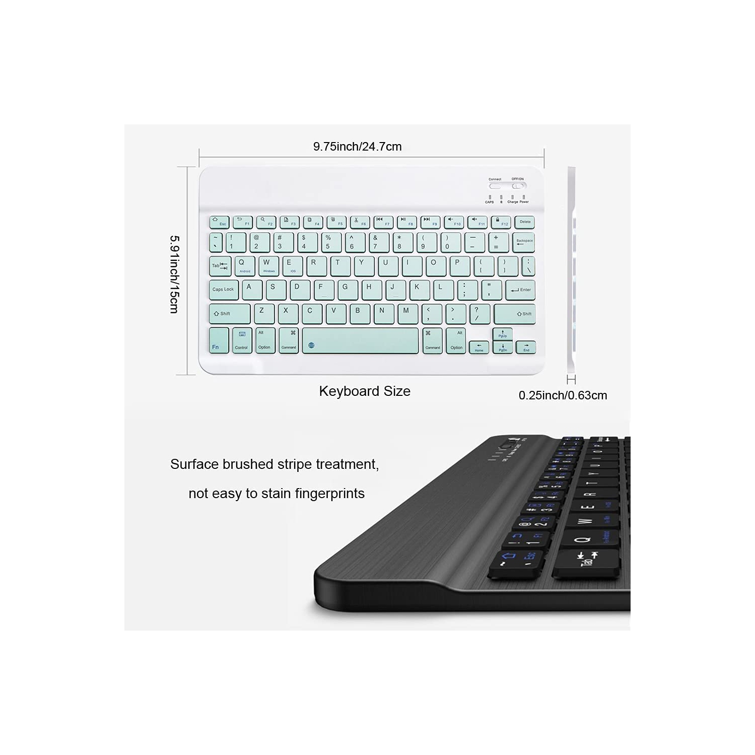 Clavier Bluetooth ultramince; clavier sans fil rechargeable; compact pour téléphone cellulaire Android Windows; iOS iPhone iPad; iPad Pro; iPad Air;