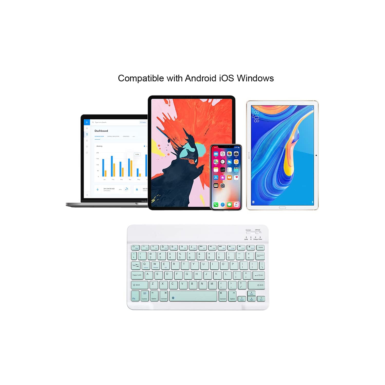 Clavier Bluetooth ultramince; clavier sans fil rechargeable; compact pour téléphone cellulaire Android Windows; iOS iPhone iPad; iPad Pro; iPad Air;