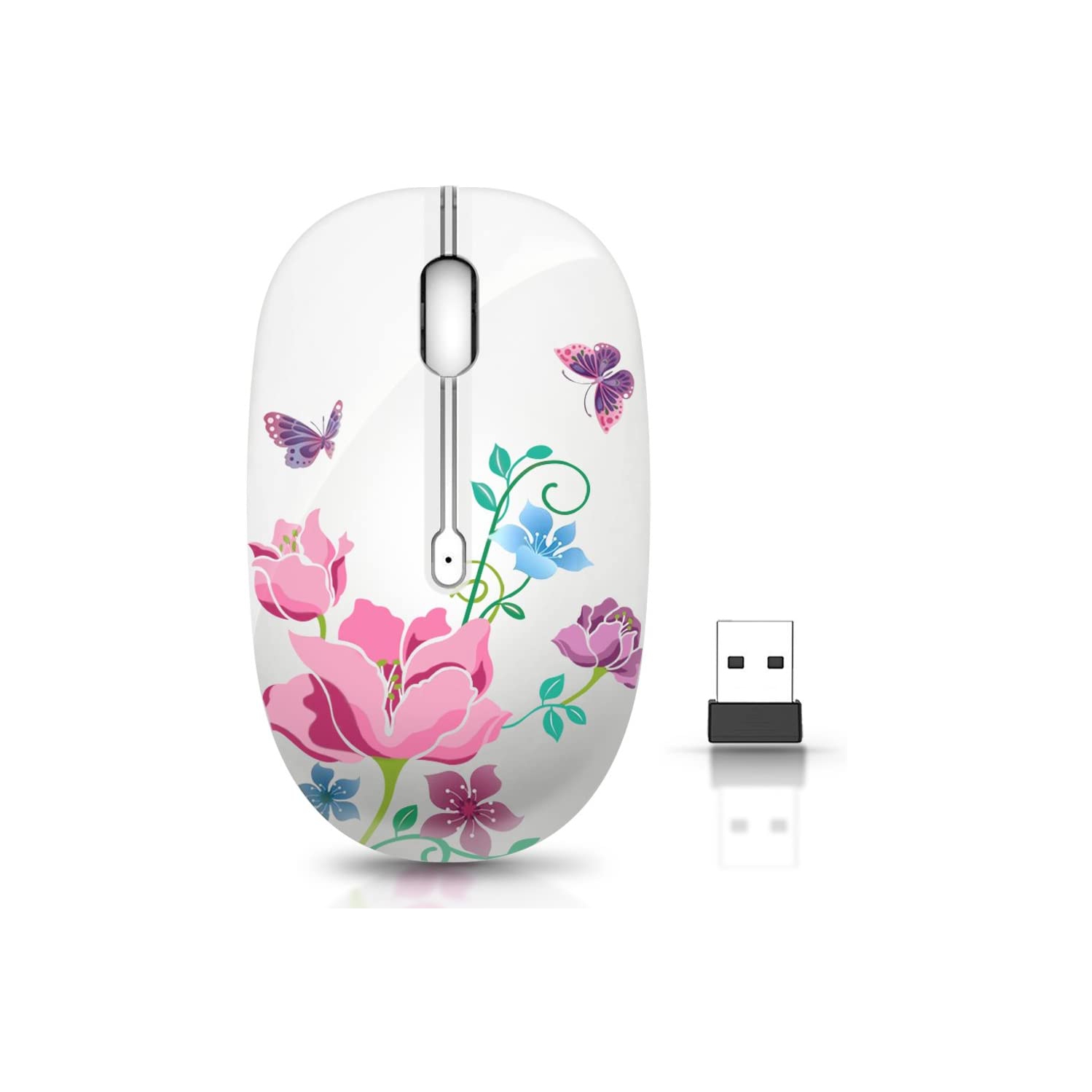 Wireless Mouse with Nano Receiver for PC, Laptop, Notebook, Computer, MacBook, Less Noise, Portable Mobile Optical Mice