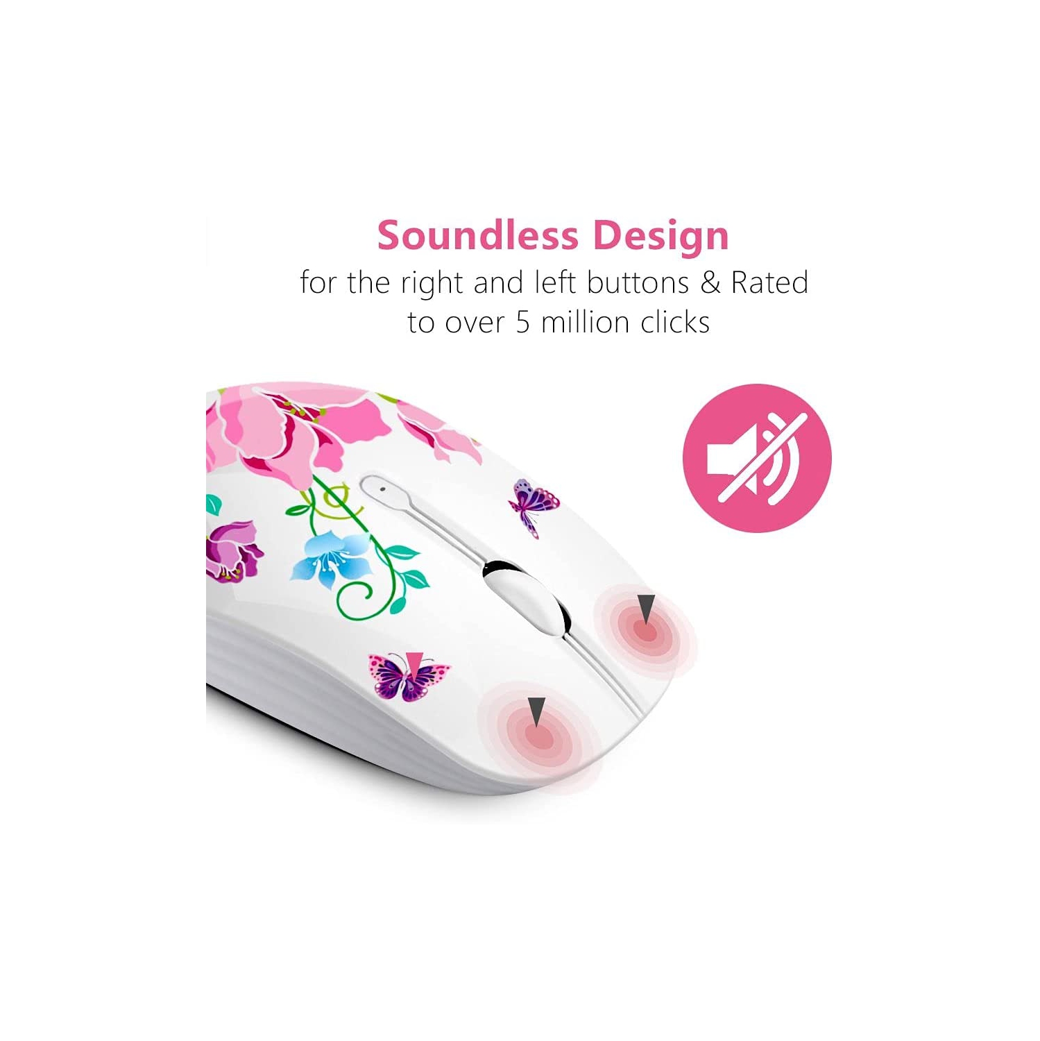 Wireless Mouse with Nano Receiver for PC, Laptop, Notebook, Computer, MacBook, Less Noise, Portable Mobile Optical Mice