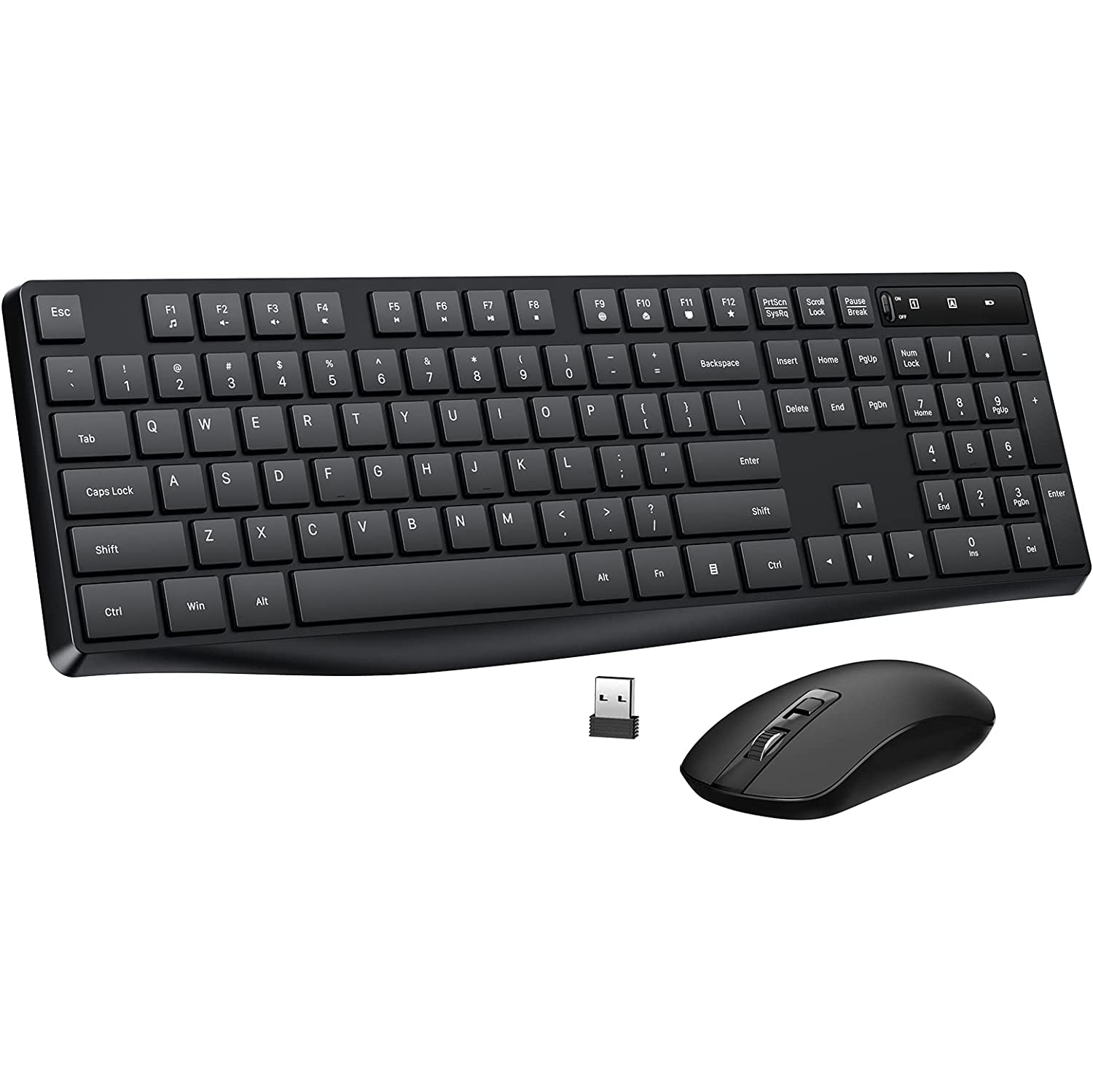 Wireless Keyboard and Mouse Combo, 2.4G Full-Sized Ergonomic