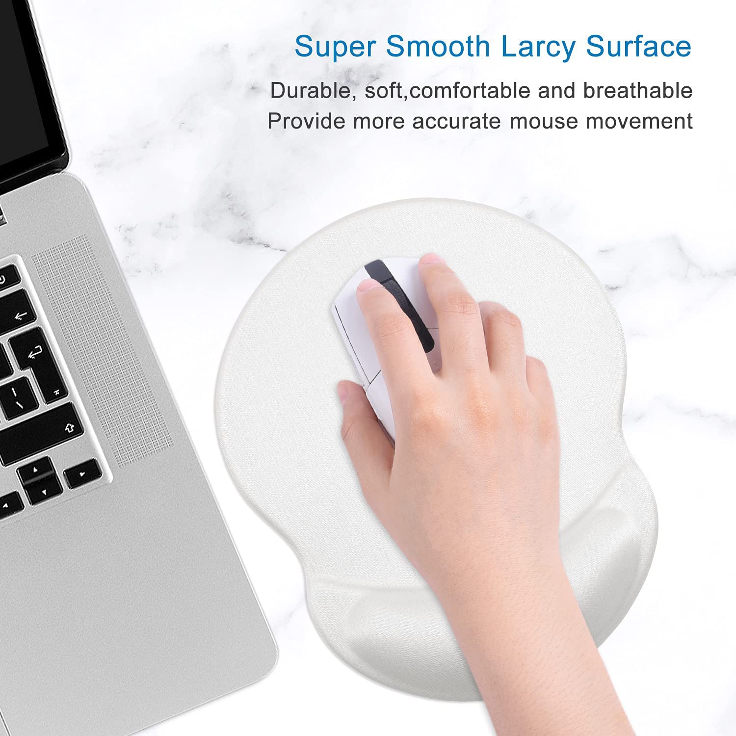 Mouse Pad, Ergonomic Mouse Pad with Gel Wrist Rest Support, Gaming Mouse Pad with Lycra Cloth, Non-Slip PU Base for Computer, Laptop, PC, Home,
