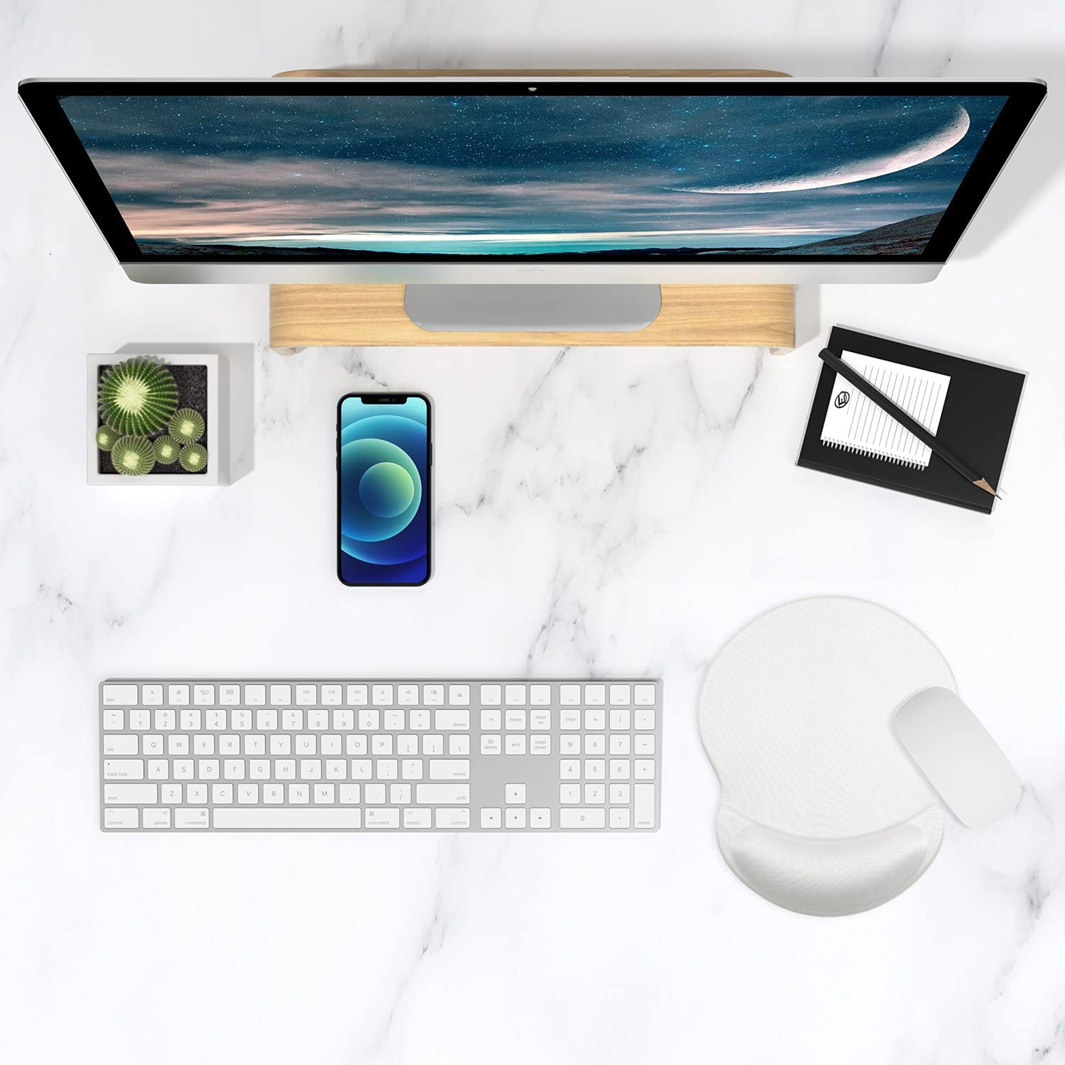 Mouse Pad, Ergonomic Mouse Pad with Gel Wrist Rest Support, Gaming Mouse Pad with Lycra Cloth, Non-Slip PU Base for Computer, Laptop, PC, Home,