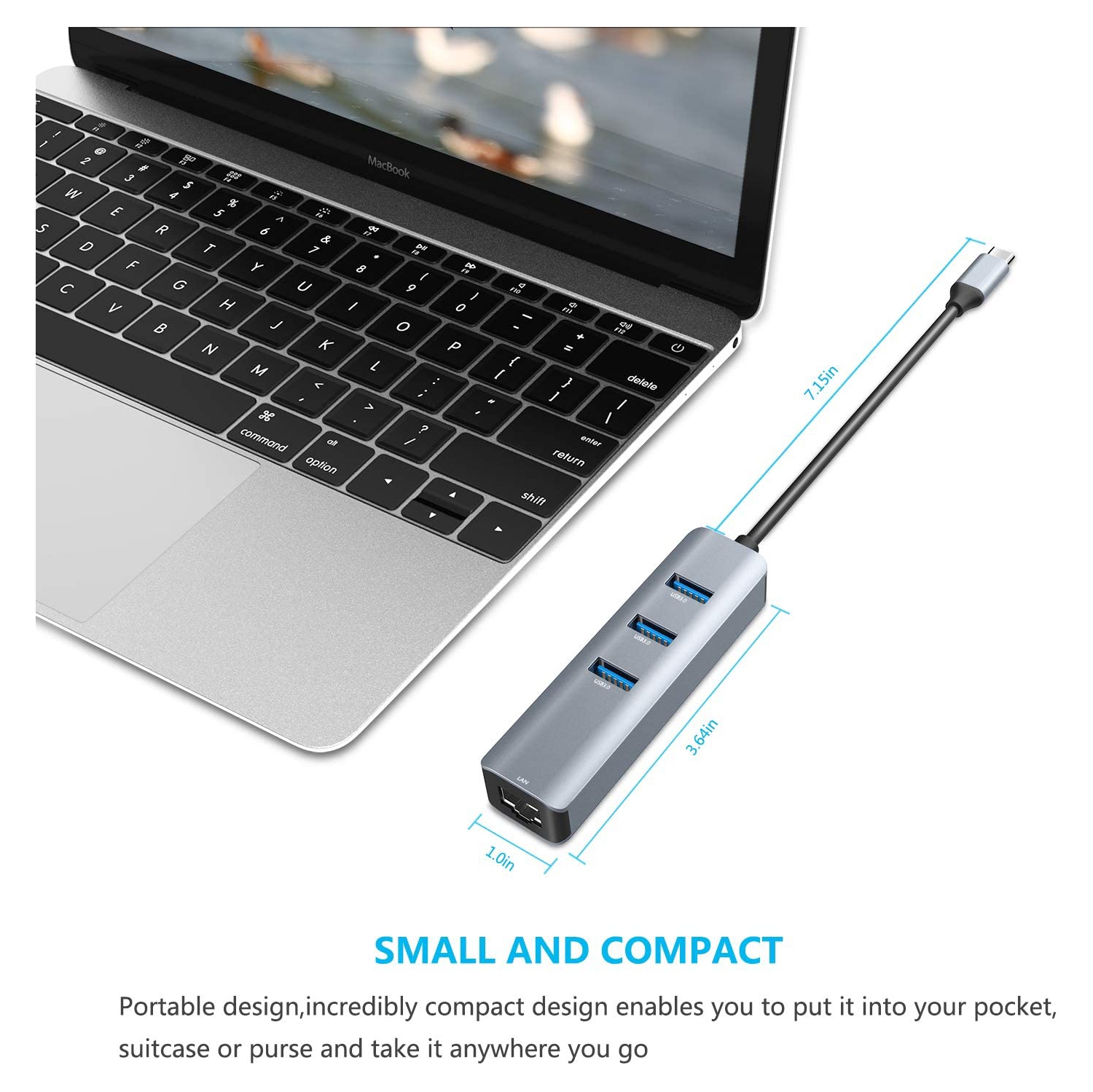 Adaptateur USB-C à Ethernet, adaptateur réseau local Ethernet Gigabit RJ45 à USB-C, compatible avec MacBook Pro 2021/2020/2019/2018/2017, MacBook