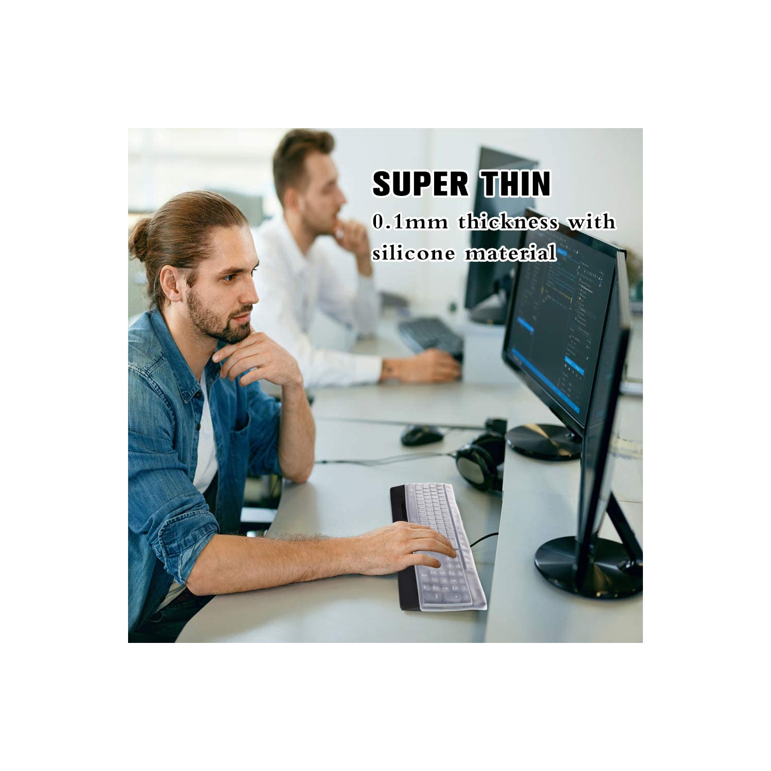 2 protecteurs de clavier protecteurs de clavier protecteurs de clavier en silicone pour ordinateur portatif étanche anti-poussière avec 104/107