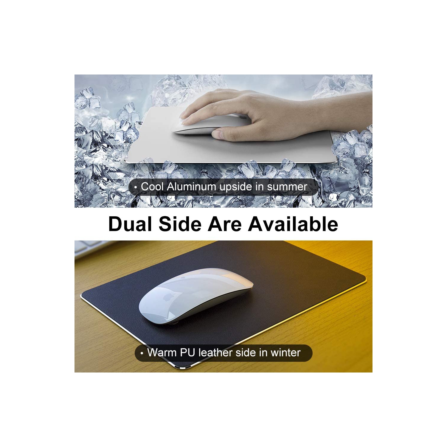 Hard Silver Metal Aluminum Mouse Pad Mat Smooth Magic Ultra Thin Double Side Mouse Mat Waterproof Fast and Accurate Control for Gaming and