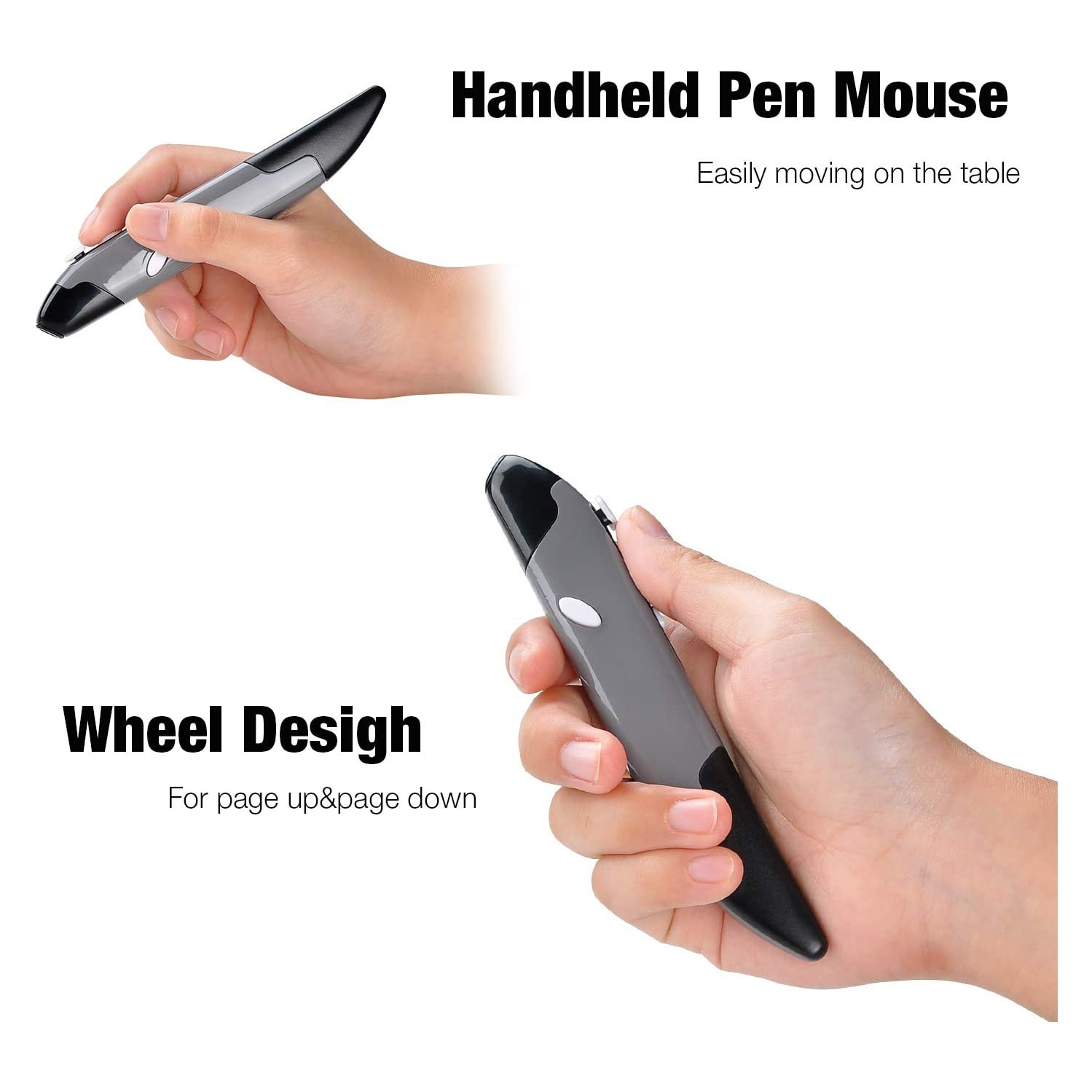 Souris sans fil Pocket Pen/Souris optique portative USB 2,4 GHz Souris/Souris ajustable 1600 ppp Handwriting Mouse avec support pour stylo/pour