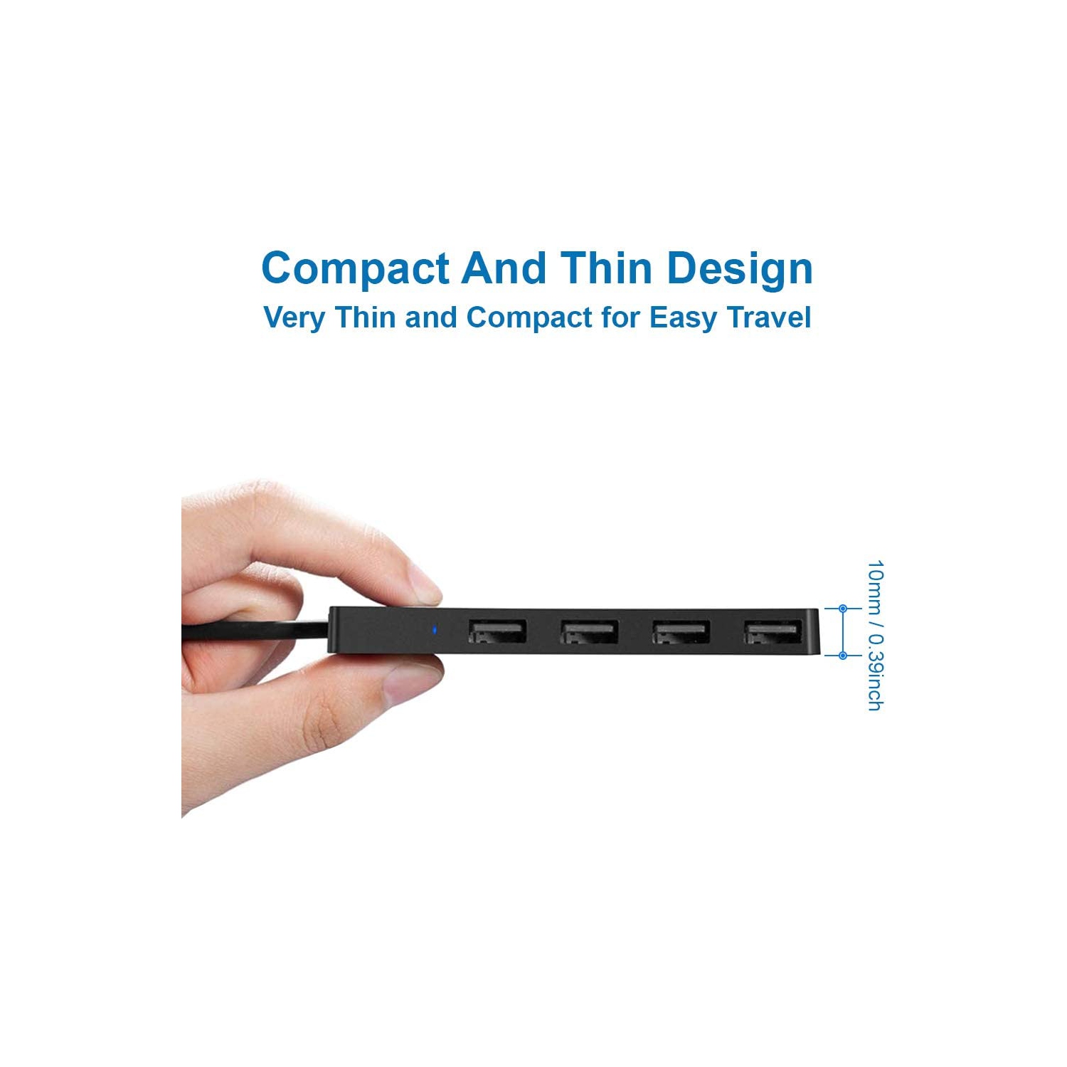 4-Port USB 2.0 Ultra Slim Data Hub Adapter Black