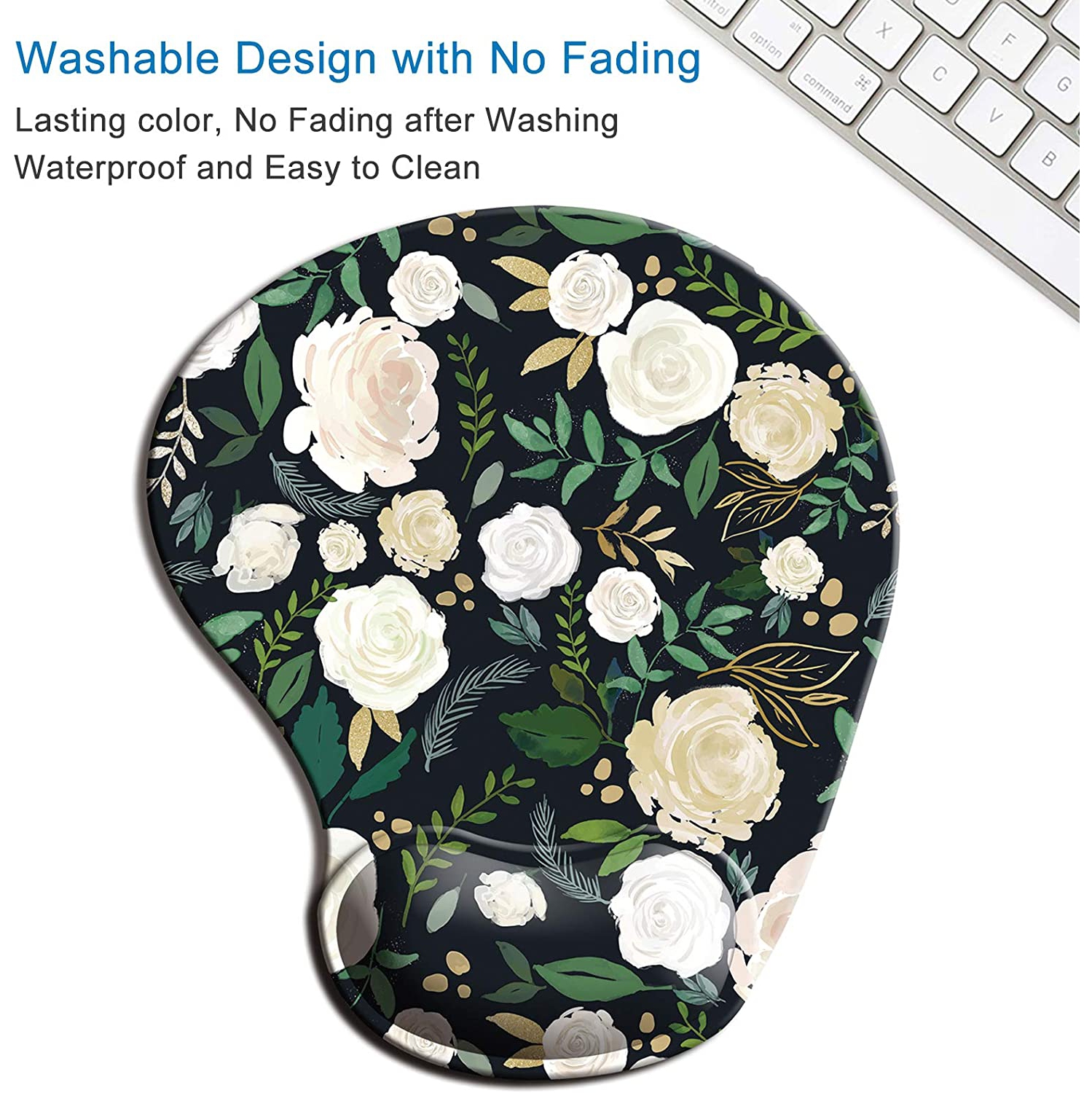 Mouse Pad, Ergonomic Mouse Pad with Gel Wrist Rest Support, Gaming Mousepad with Lycra Cloth, Non-Slip PU Base for Gaming Computer, Laptop, Home,