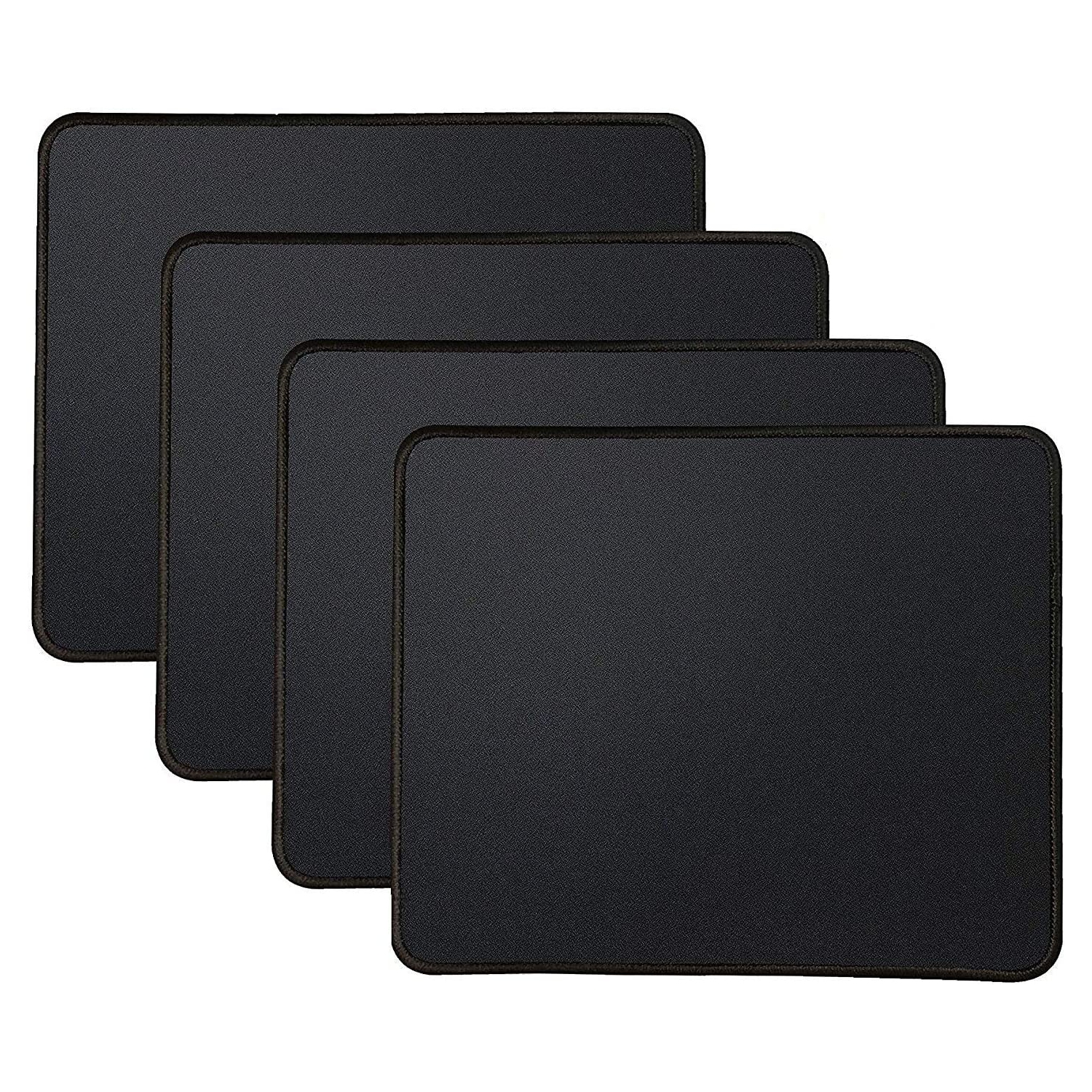 Mouse Pad 4 Pack with Stitched Edge, Non-Slip Rubber Base, Premium-Textured and Waterproof Mousepad for Computers, Laptop, Office & Home,