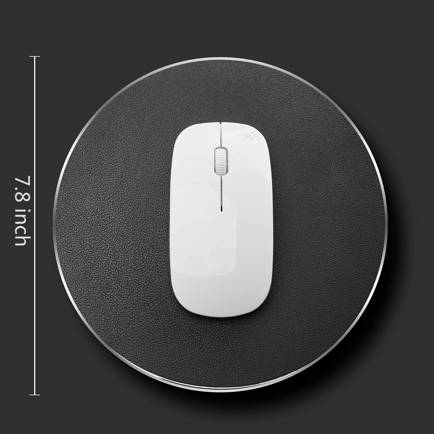 Tapis de souris en aluminium et en métal DSKWS, Surface de travail mince, surface en cuir, double côté précision, argenté et noir, pour un contrôle